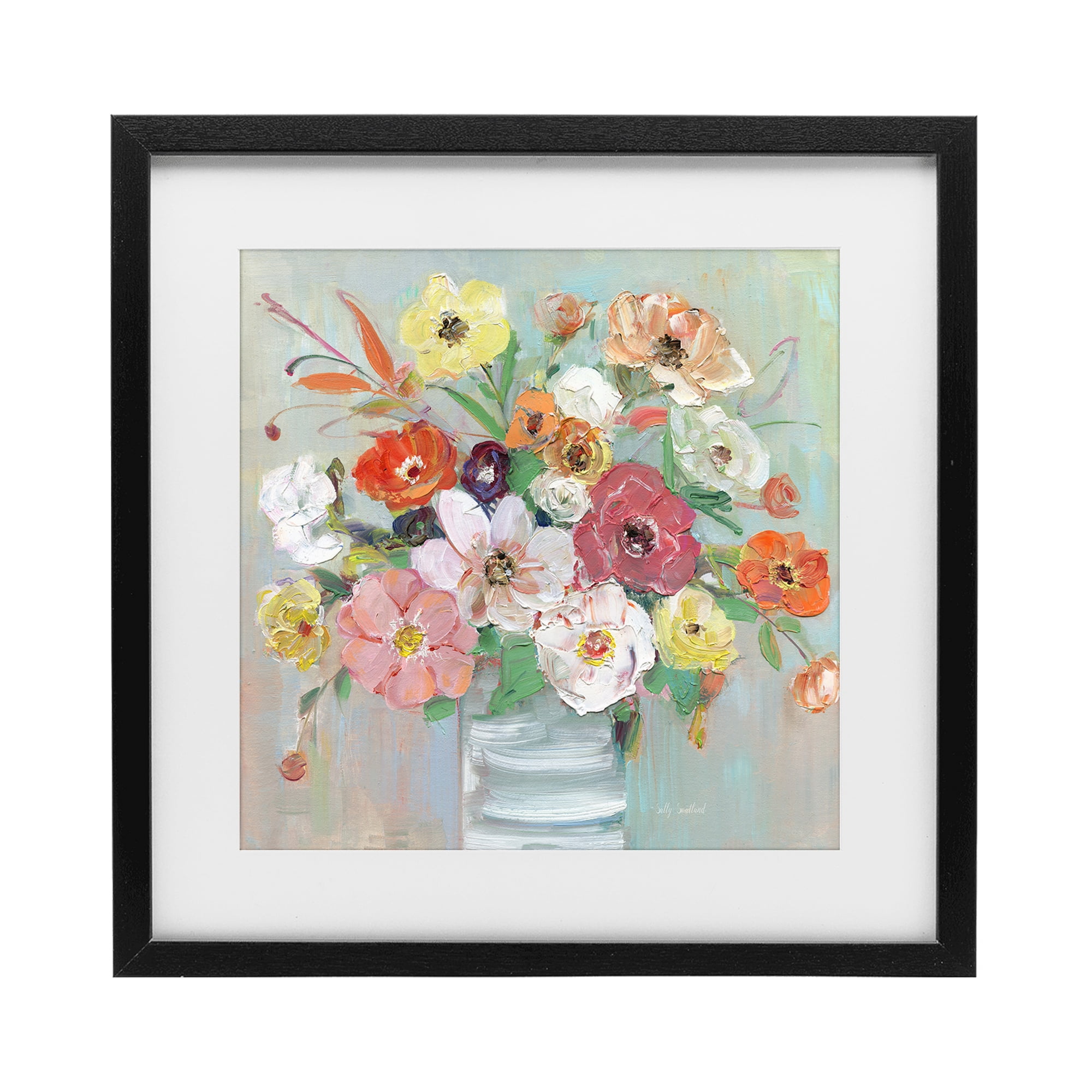 Stupell Industries Energetic Blossom Bouquet Black Framed Print Under Glass, design by Sally Swatland