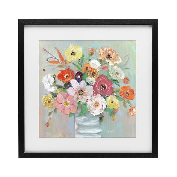 Stupell Industries French Country Energetic Blossom Bouquet Black Framed Print Under Glass, 13 x 13, by Sally Swatland