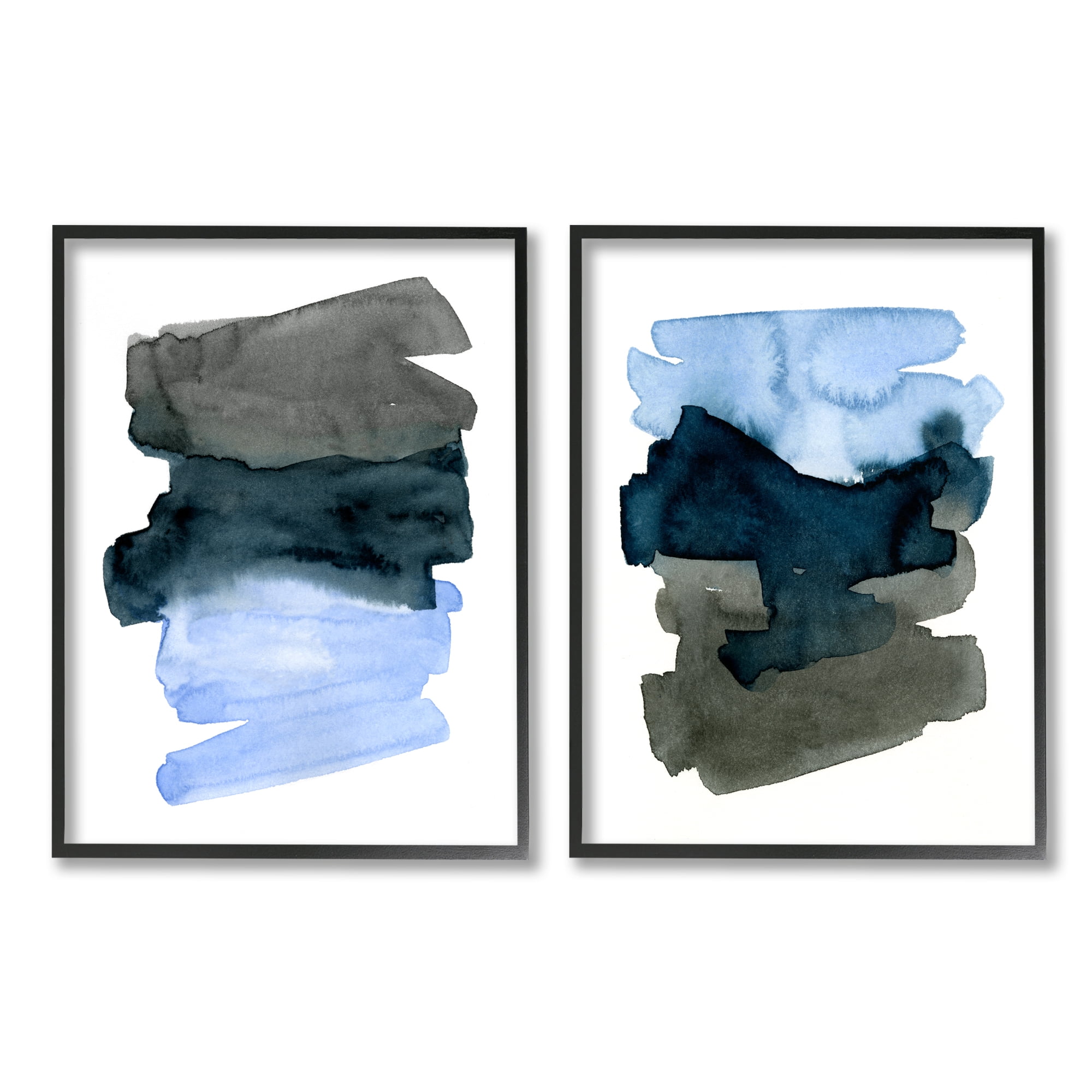 Stupell Industries Energetic Blue Brush Strokes Abstract Ombre Black Framed, 16 x 20, Design by Emma Caroline
