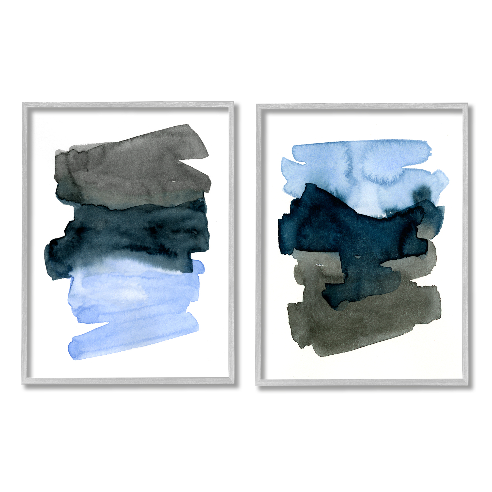 Stupell Industries Energetic Blue Brush Strokes Abstract Ombre Grey Framed, 11 x 14