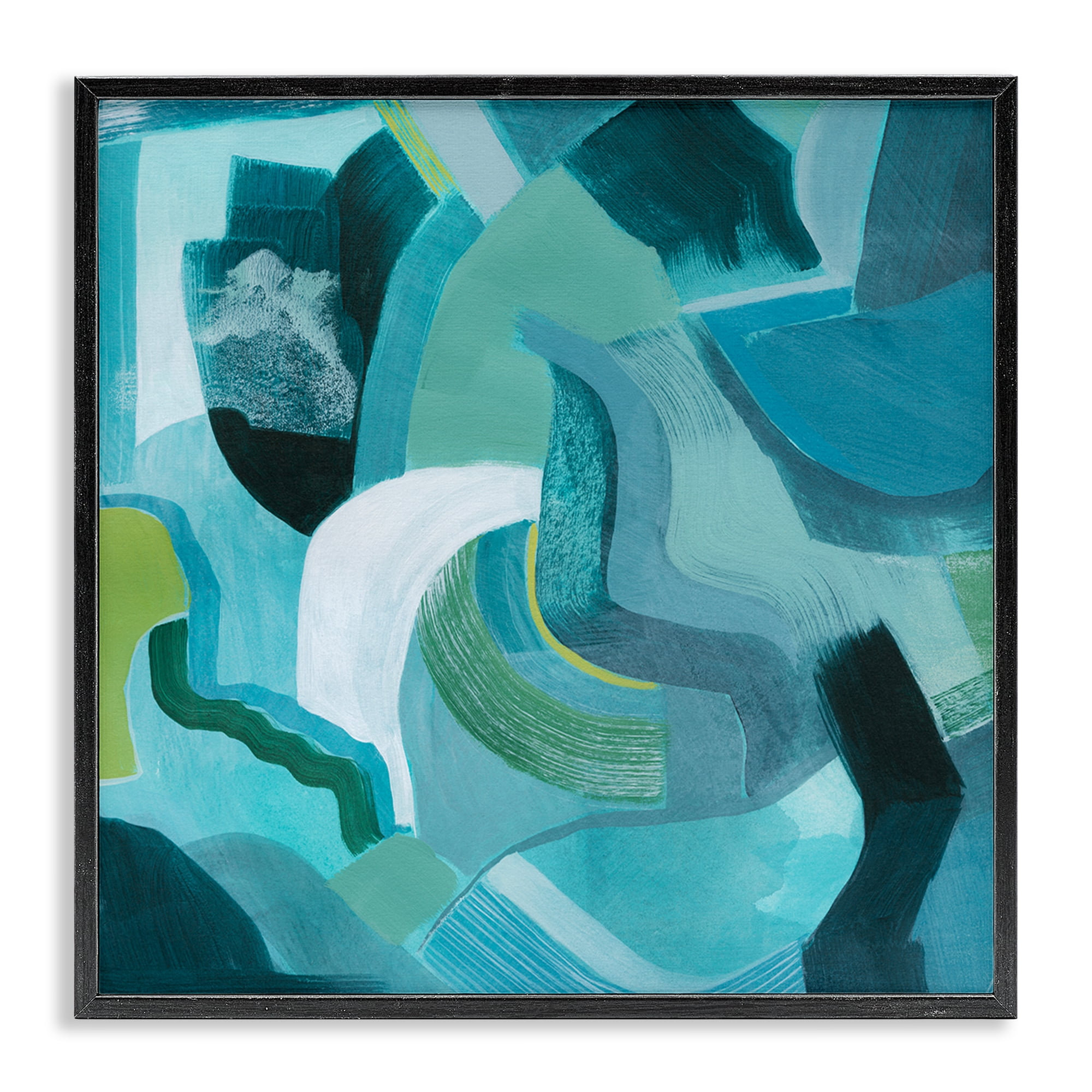 Stupell Industries Energetic Blue Movement Abstract Painting Black Framed Art Print Wall Art, 24 x 24