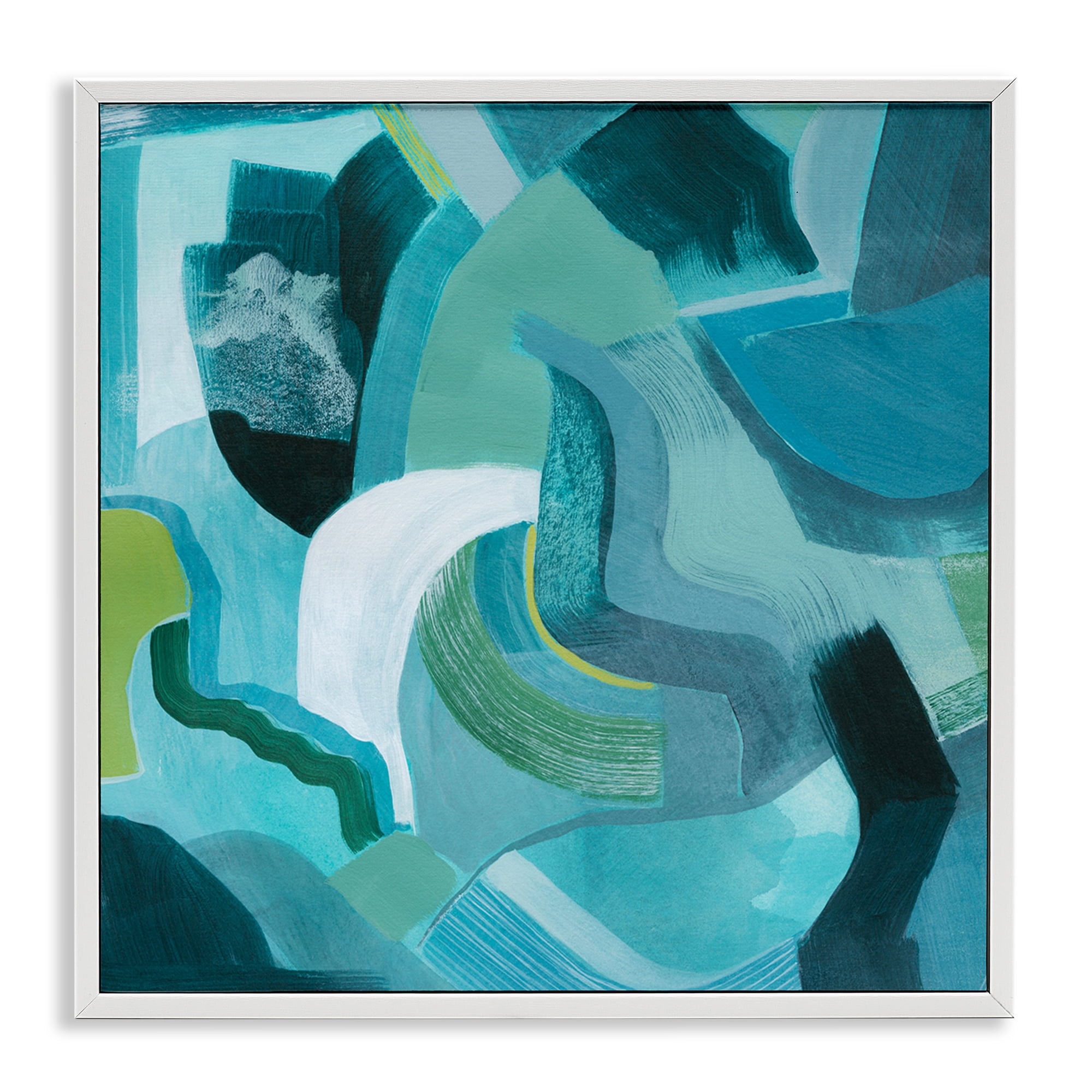 Stupell Industries Energetic Blue Movement Abstract Painting White Framed Art Print Wall Art, 12 x 12