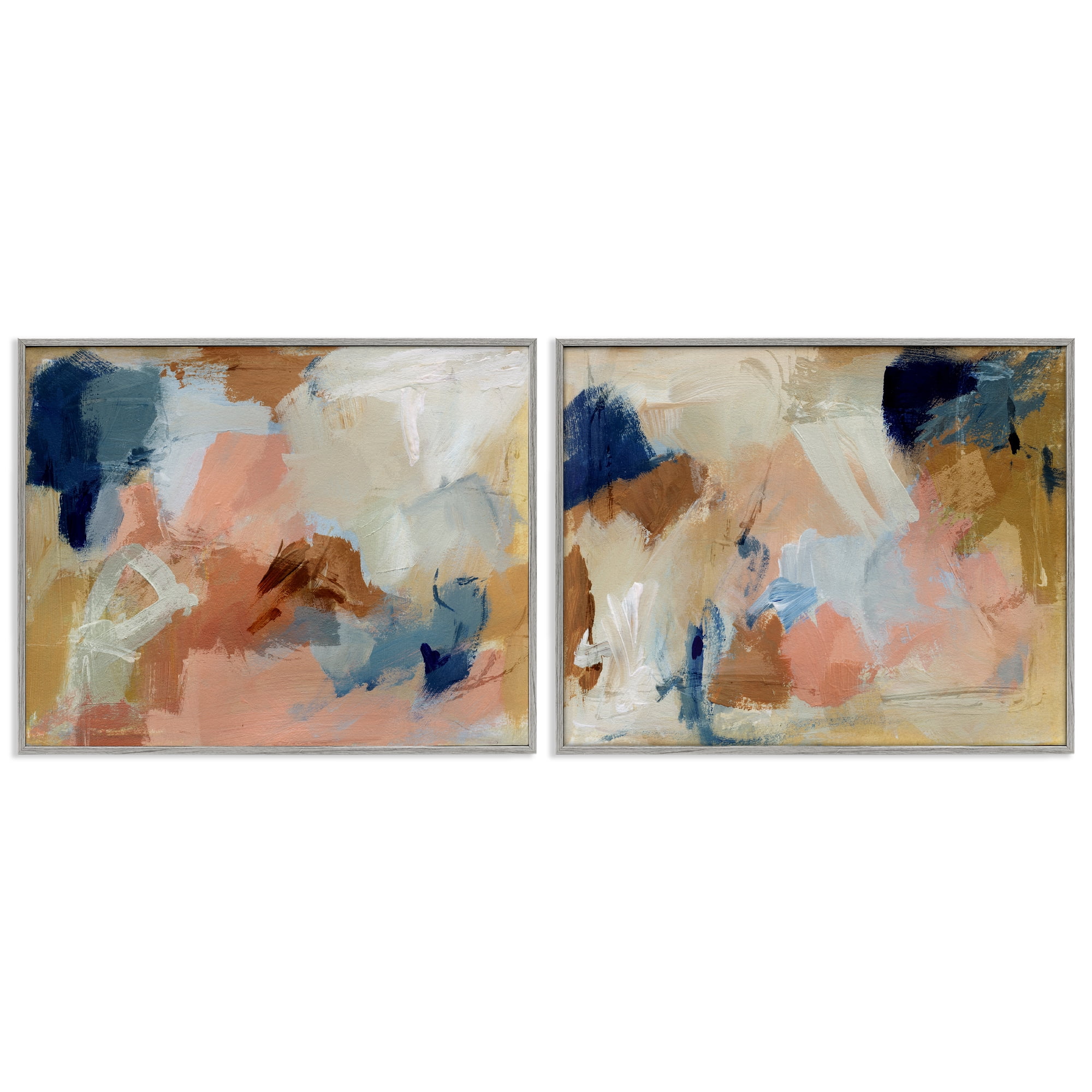 Stupell Industries Energetic Rustic Abstractions Abstract Painting Gray Framed Art Print Wall Art, 20 x 16, Set of 2
