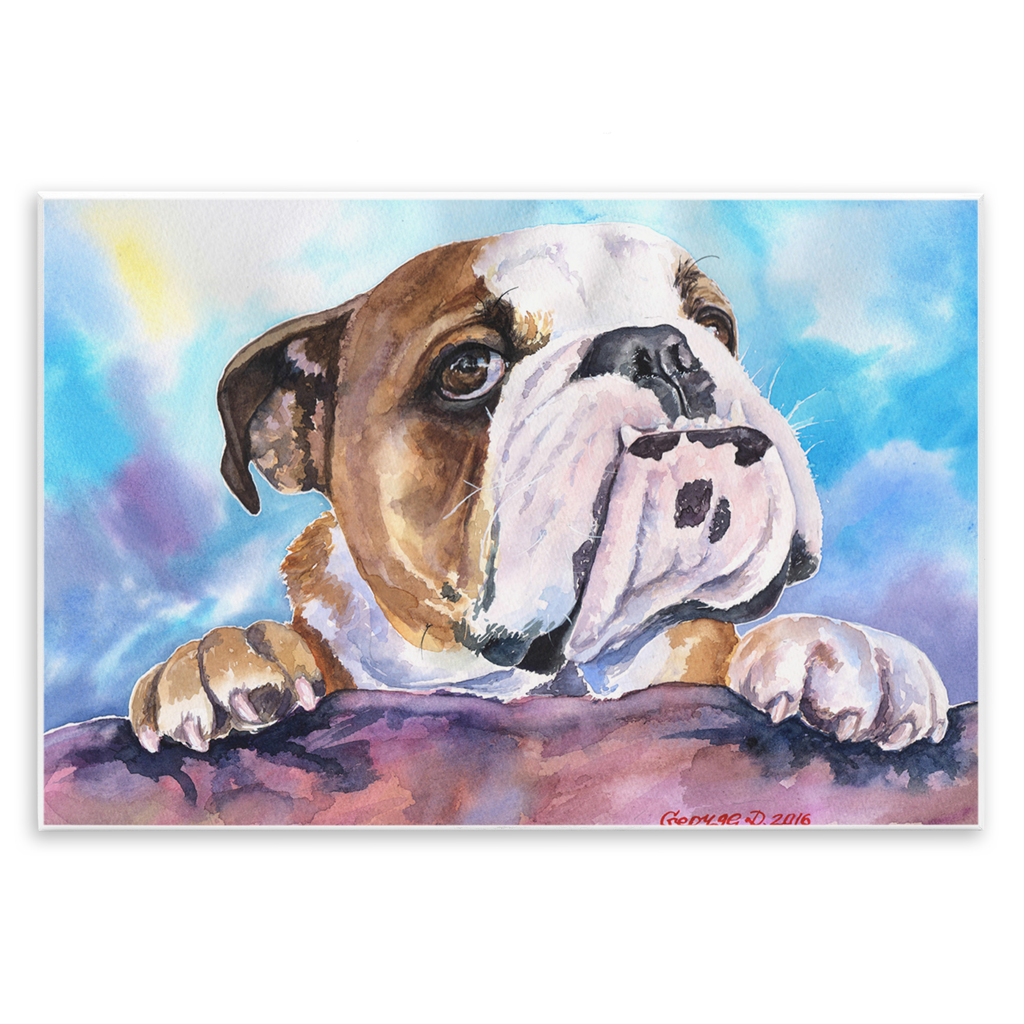 Stupell Industries English Bulldog Dog Pet Watercolor Animals & Insects Painting Unframed Art Print Wall Art, 19 x 13