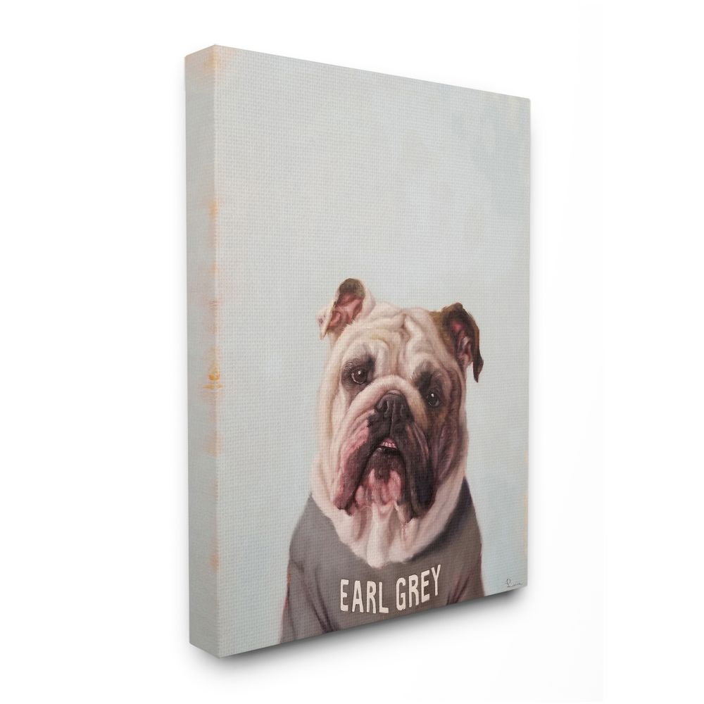 Stupell Industries English Bulldog in Earl Grey Tea Shirt Dog Pun Designed by Lucia Heffernan