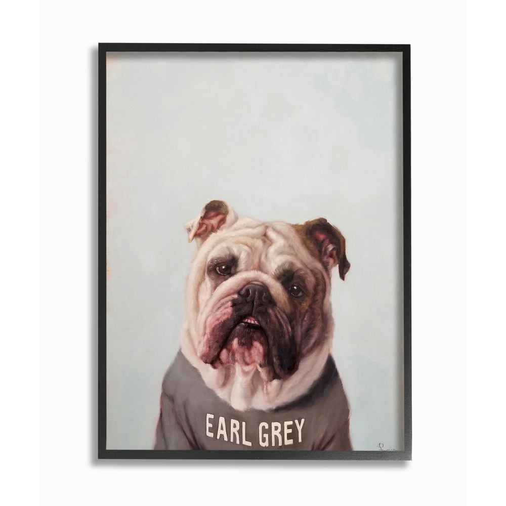 Stupell Industries English Bulldog in Earl Grey Tea Shirt Dog Pun Designed by Lucia Heffernan