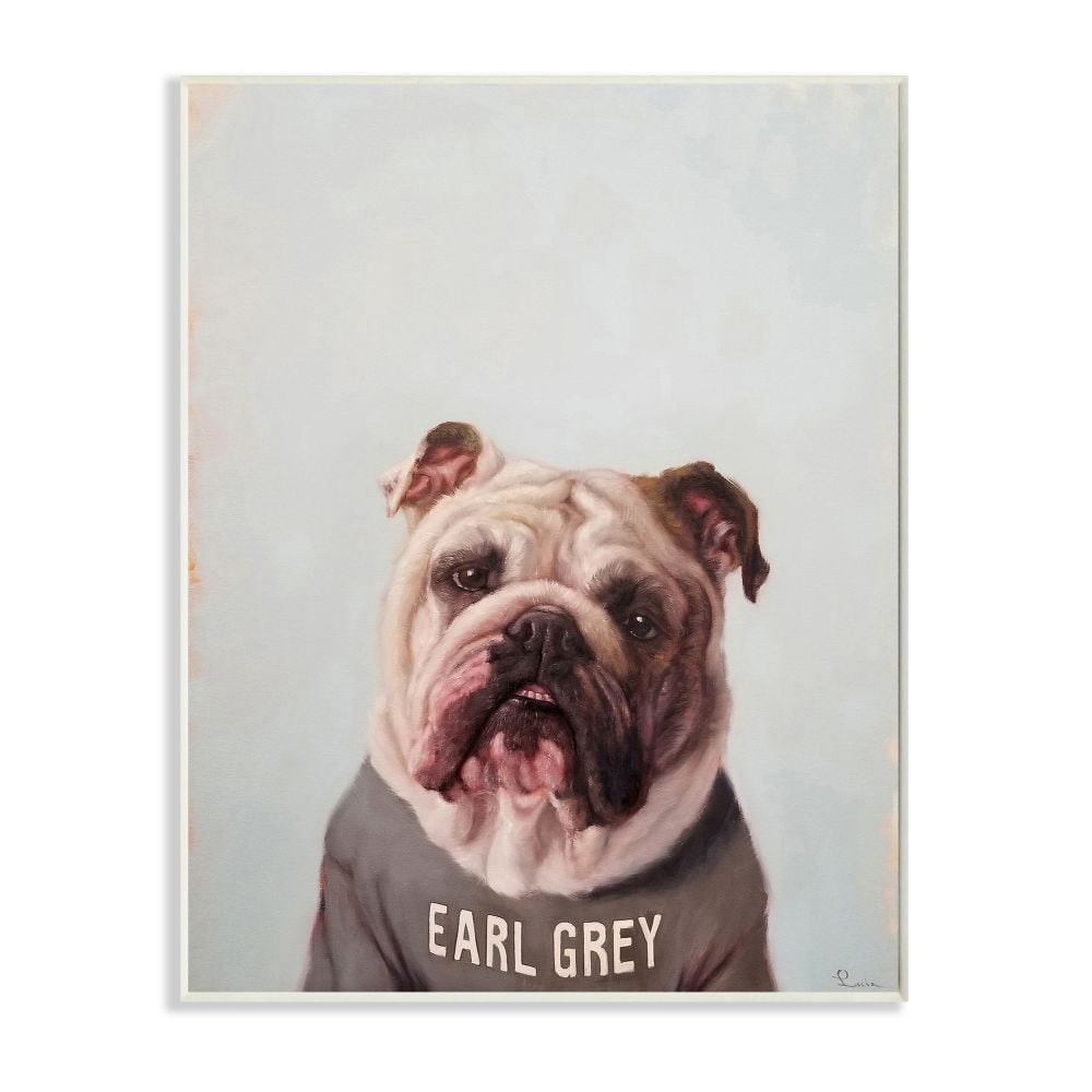 Stupell Industries English Bulldog in Earl Grey Tea Shirt Dog Pun Designed by Lucia Heffernan