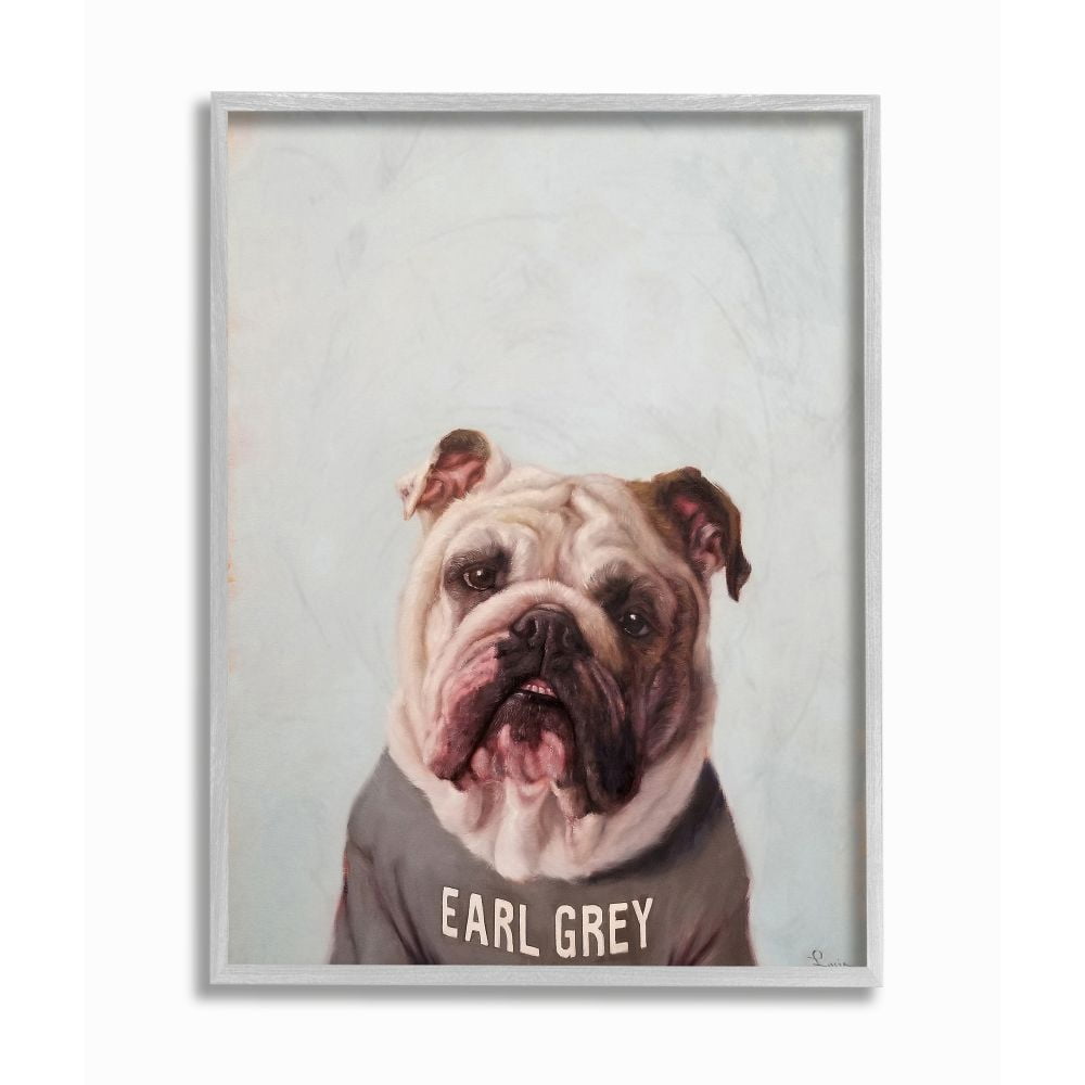 Stupell Industries English Bulldog in Earl Grey Tea Shirt Dog Pun Designed by Lucia Heffernan