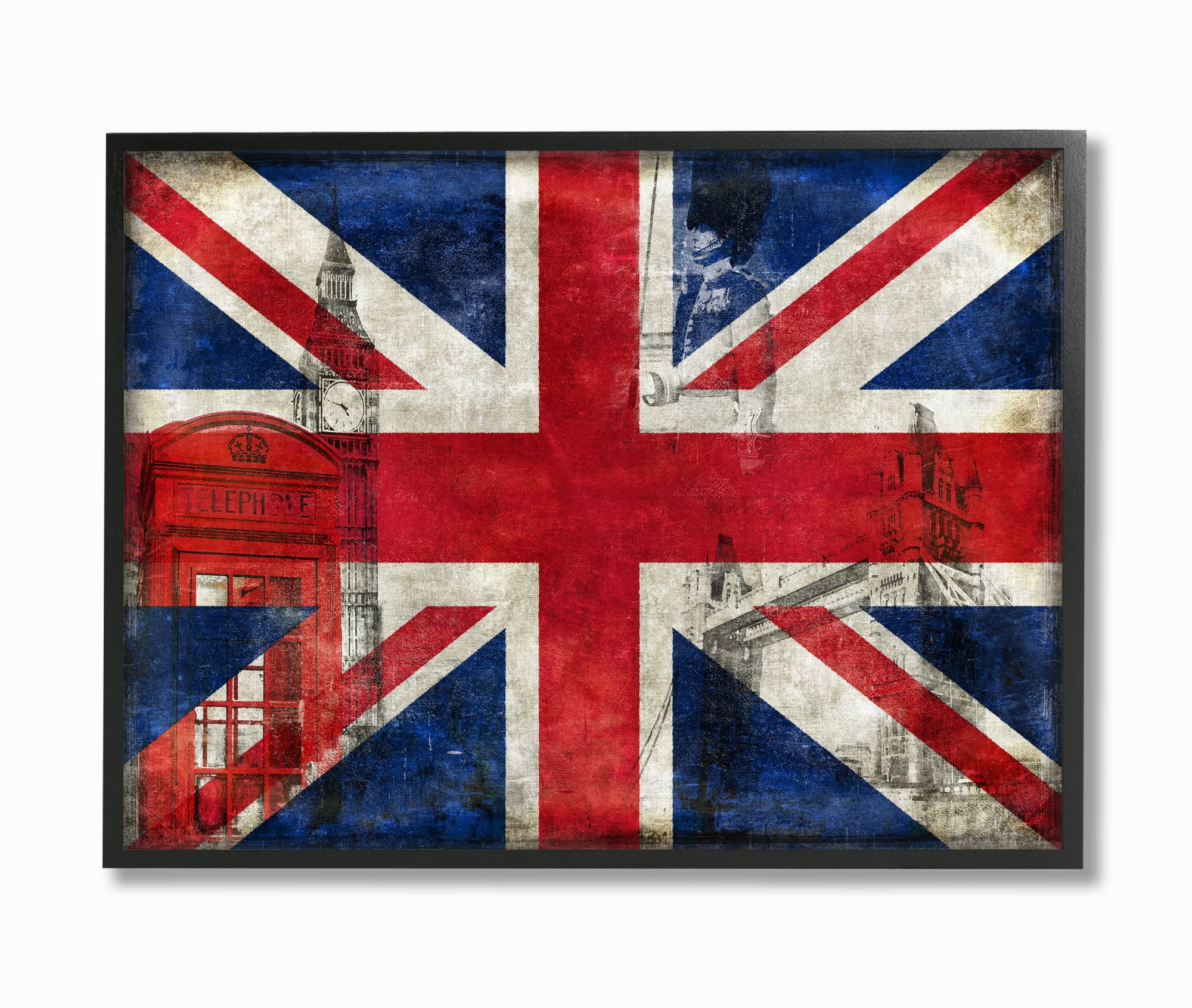 Stupell Industries English Flag And Landmarks Design Framed Wall Art by Luke Wilson