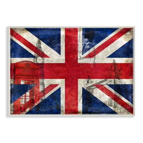 Stupell Industries English Flag And Landmarks Design Wall Plaque by Luke Wilson