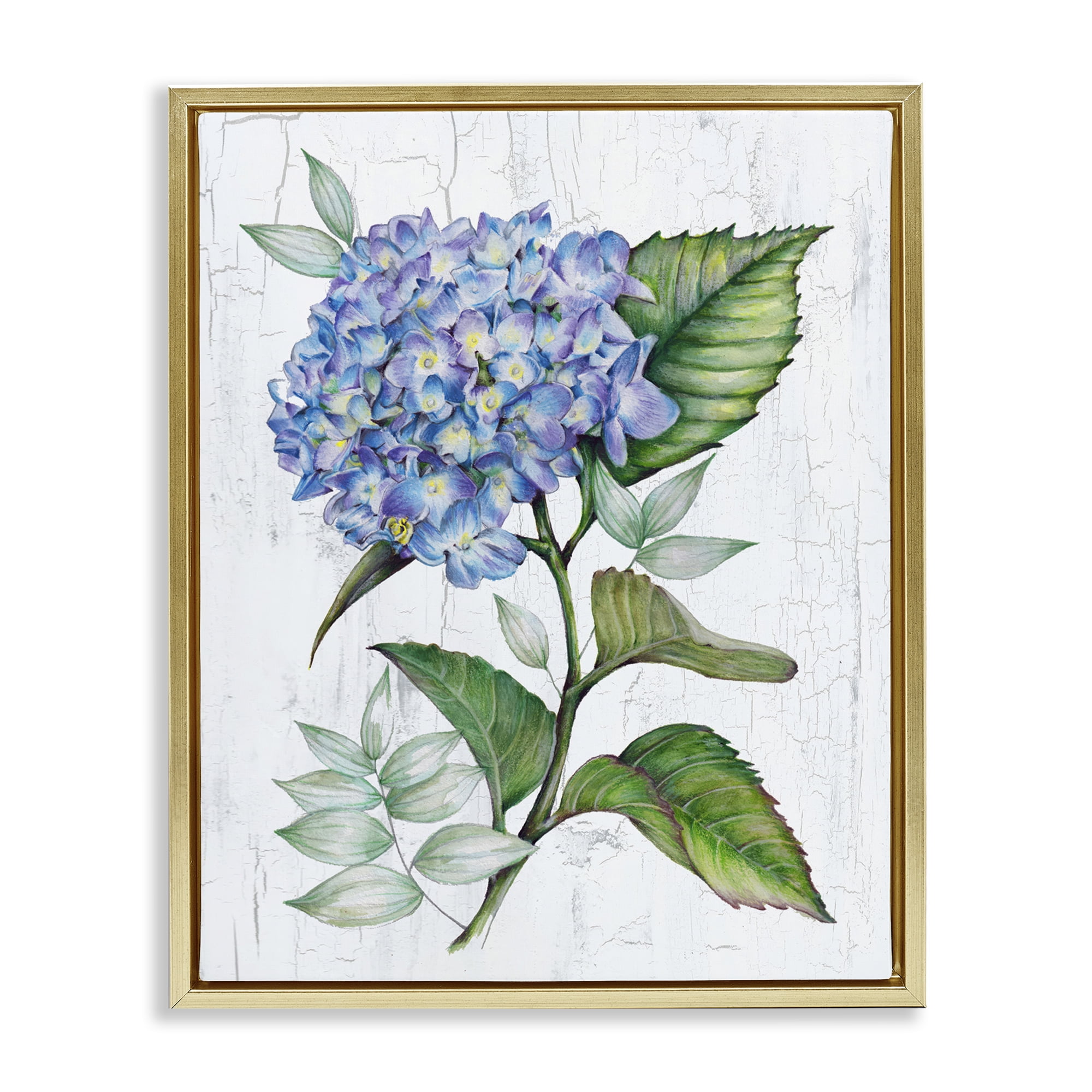 Stupell Industries English Manor Hydrangea Plants & Flowers Painting Gold Floater Framed Canvas Art Print Wall Art, 25 x 31