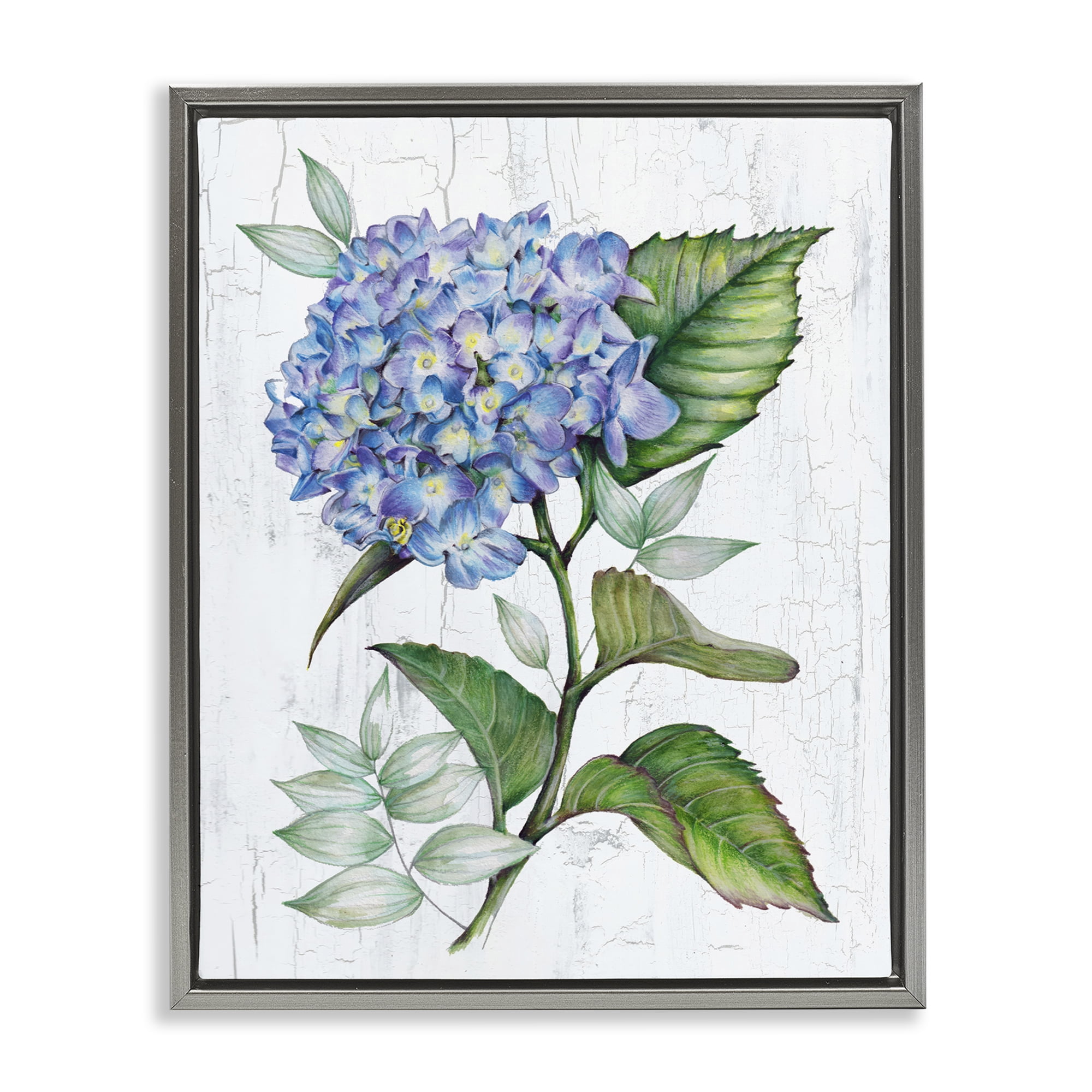 Stupell Industries English Manor Hydrangea Plants & Flowers Painting Gray Floater Framed Canvas Art Print Wall Art, 25 x 31