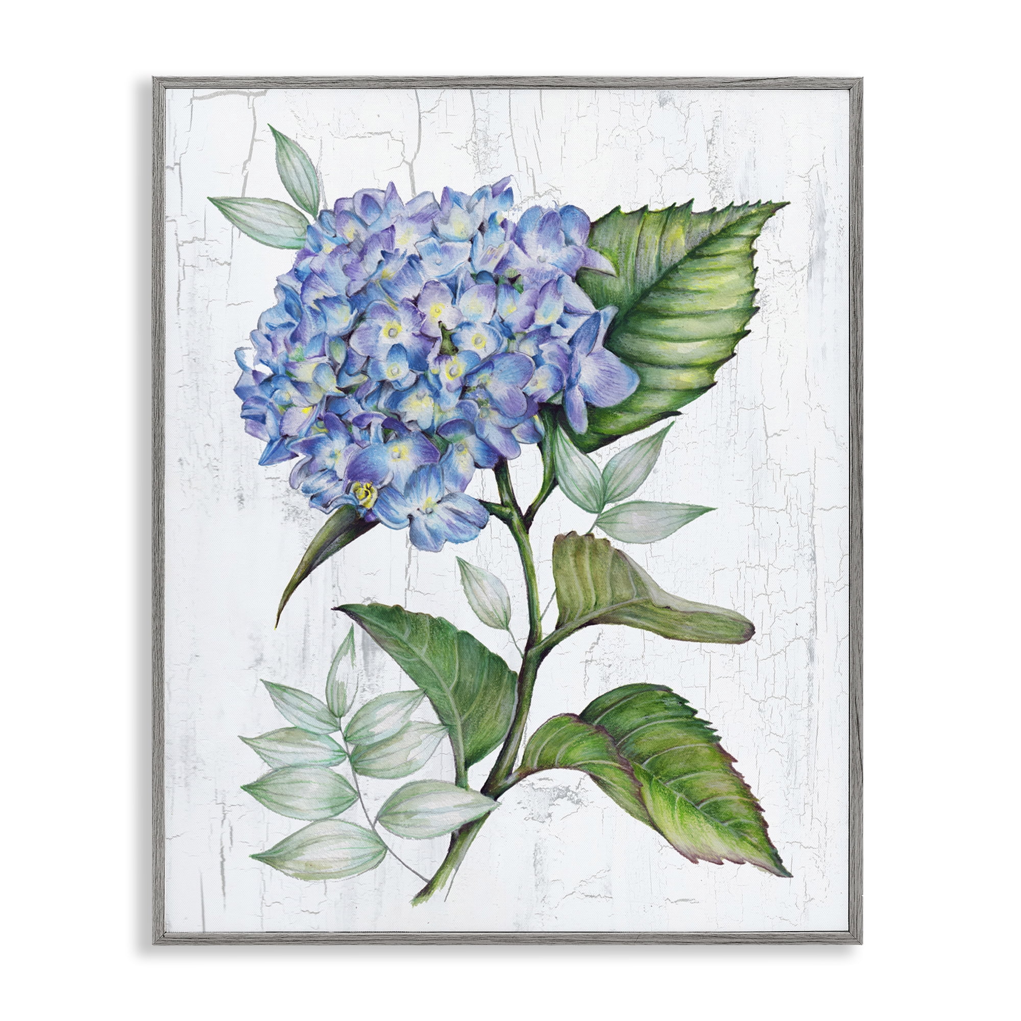 Stupell Industries English Manor Hydrangea Plants & Flowers Painting Gray Framed Art Print Wall Art, 11 x 14