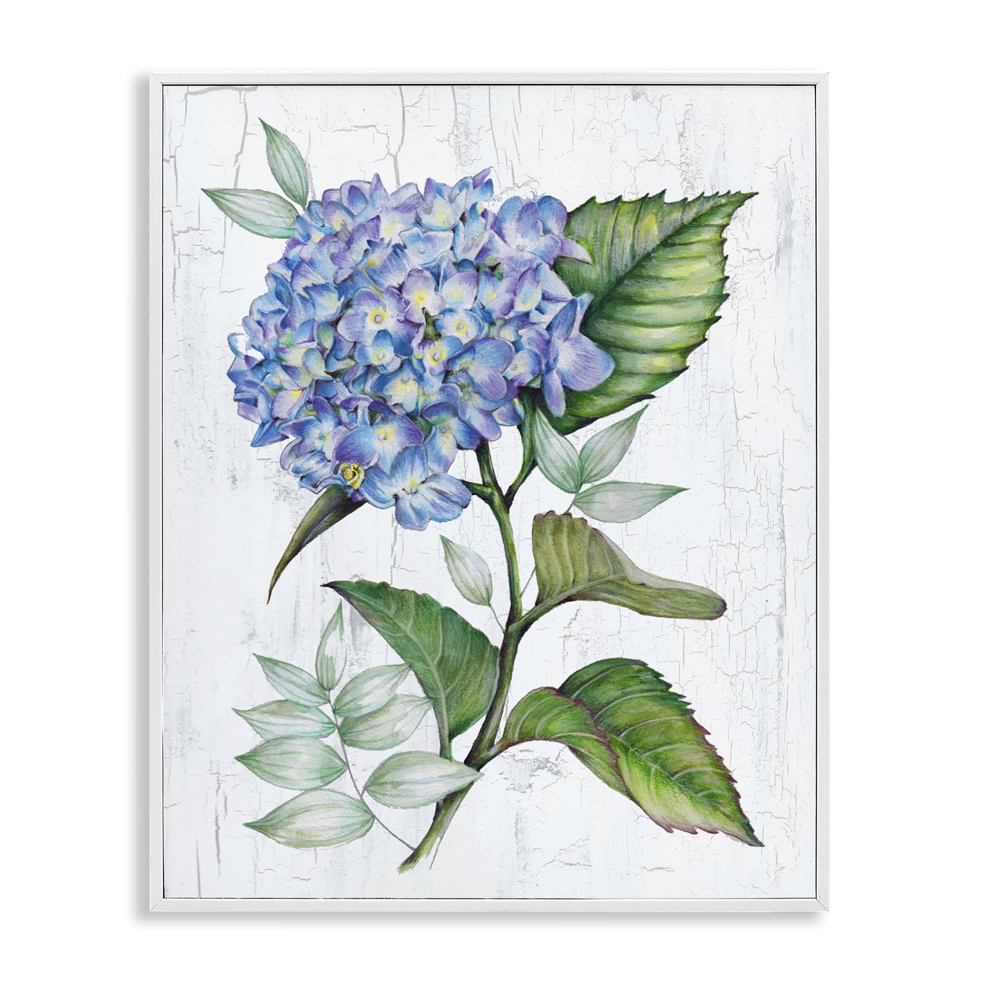 Stupell Industries English Manor Hydrangea Plants & Flowers Painting White Framed Art Print Wall Art, 24 x 30