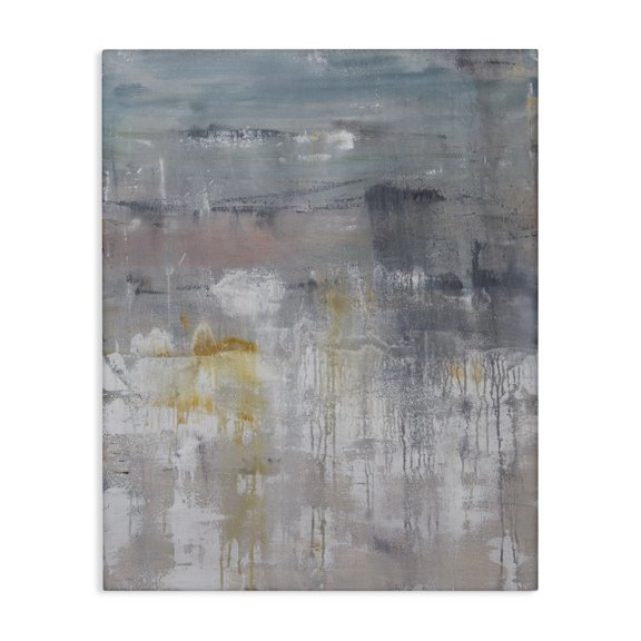 Stupell Industries Contemporary Enigmatic Paint Drip Contemporary Neutrals Yellow Accent Canvas Art, 16 x 20, by Hilary Winfield