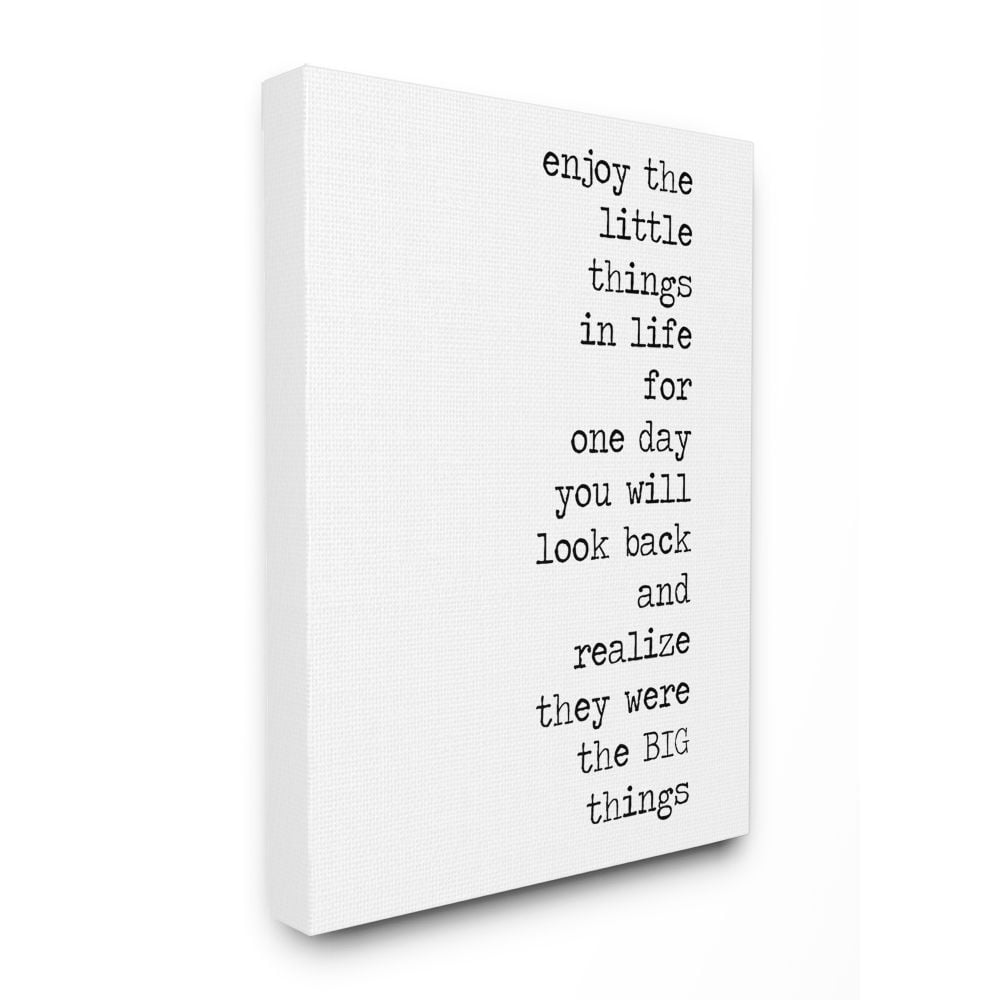 Stupell Industries Enjoy Family Home Inspirational Word Black And White Design Canvas Wall Art by Anna Quach
