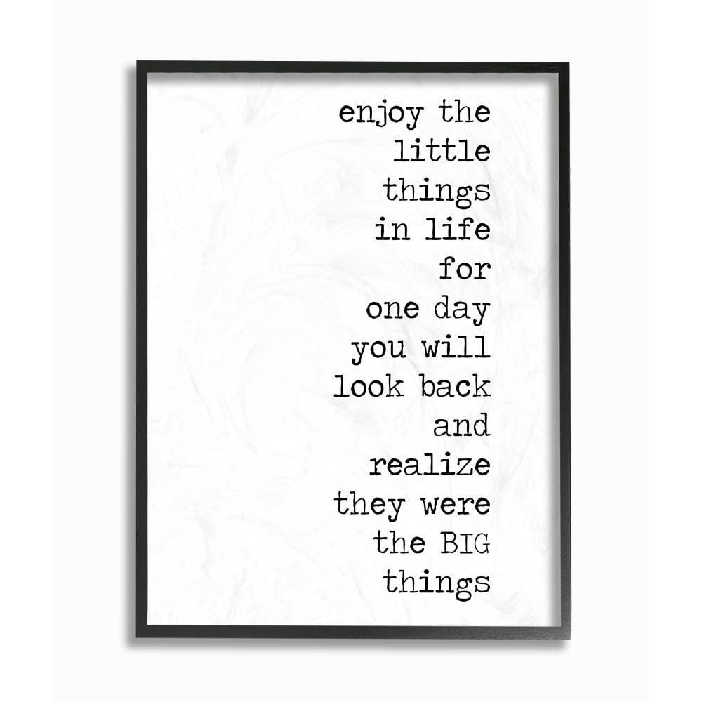Stupell Industries Enjoy Family Home Inspirational Word Black And White Design Framed Giclee Texturized Art by Anna Quach