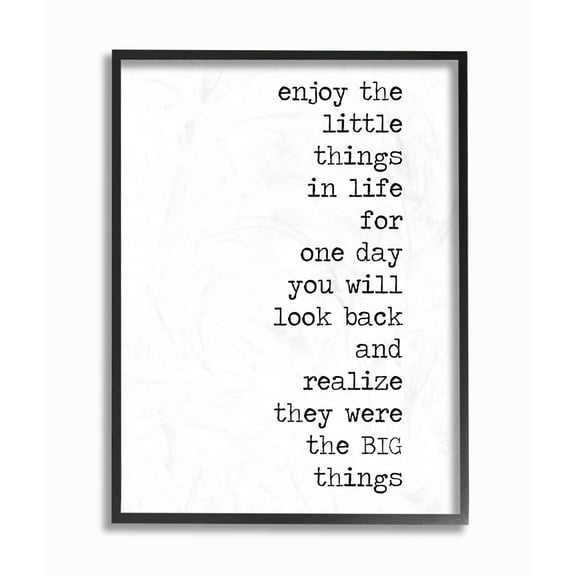 Stupell Industries Enjoy Family Home Inspirational Word Black And White Design Framed Giclee Texturized Art by Anna Quach