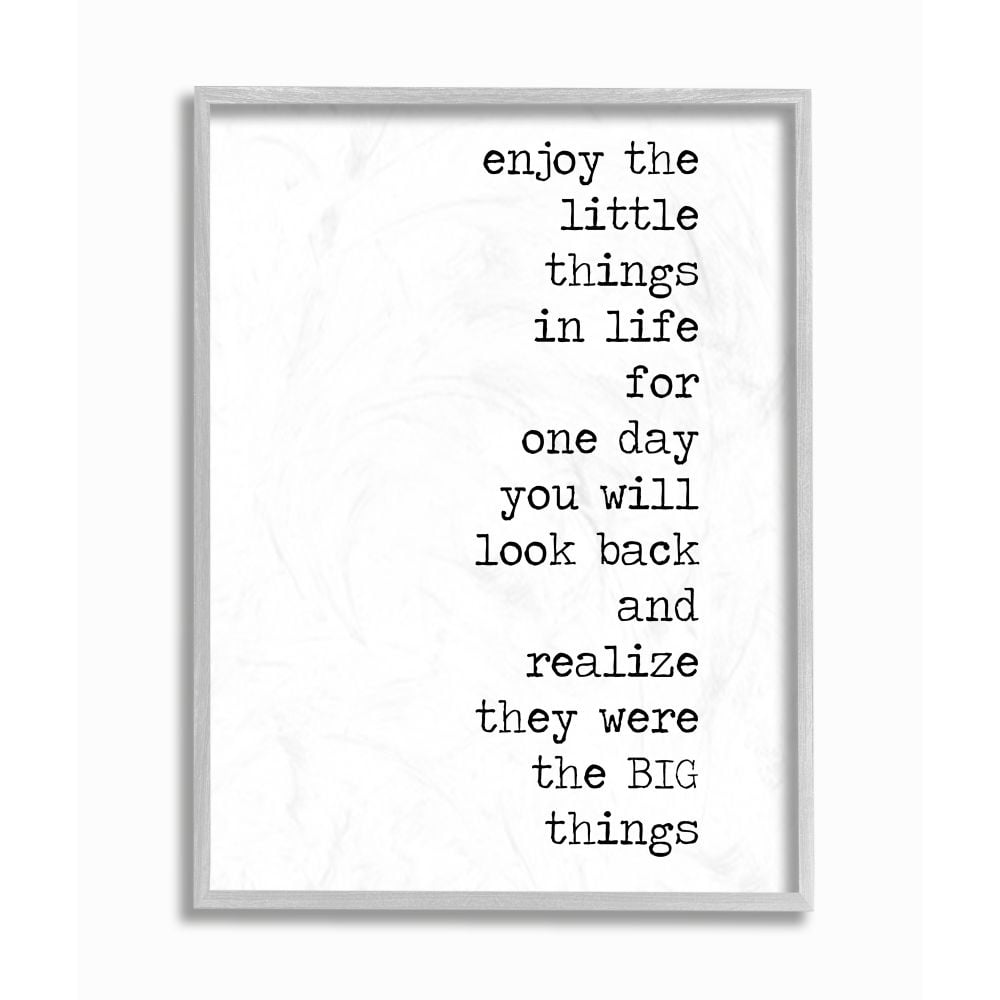 Stupell Industries Enjoy Family Home Inspirational Word Black And White Design Gray Farmhouse Rustic Framed Giclee Texturized Art by Anna Quach