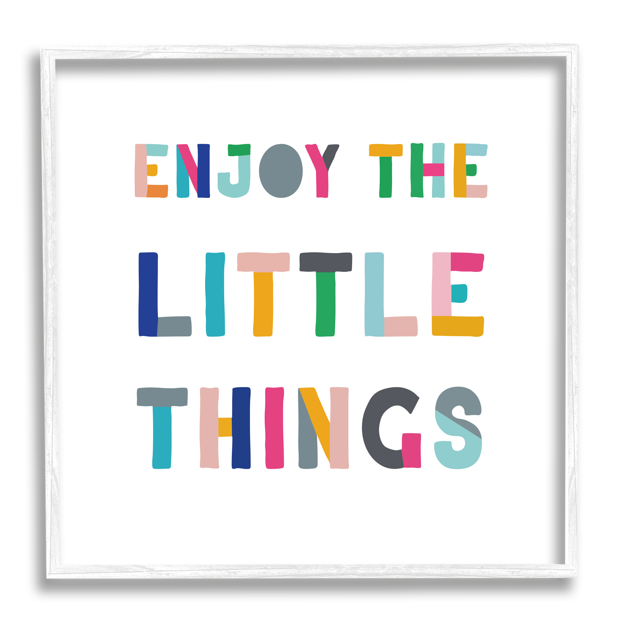 Stupell Industries Enjoy Little Things Kids' Motivational Phrase Block Typography, 12 x 12, Design by CAD Designs