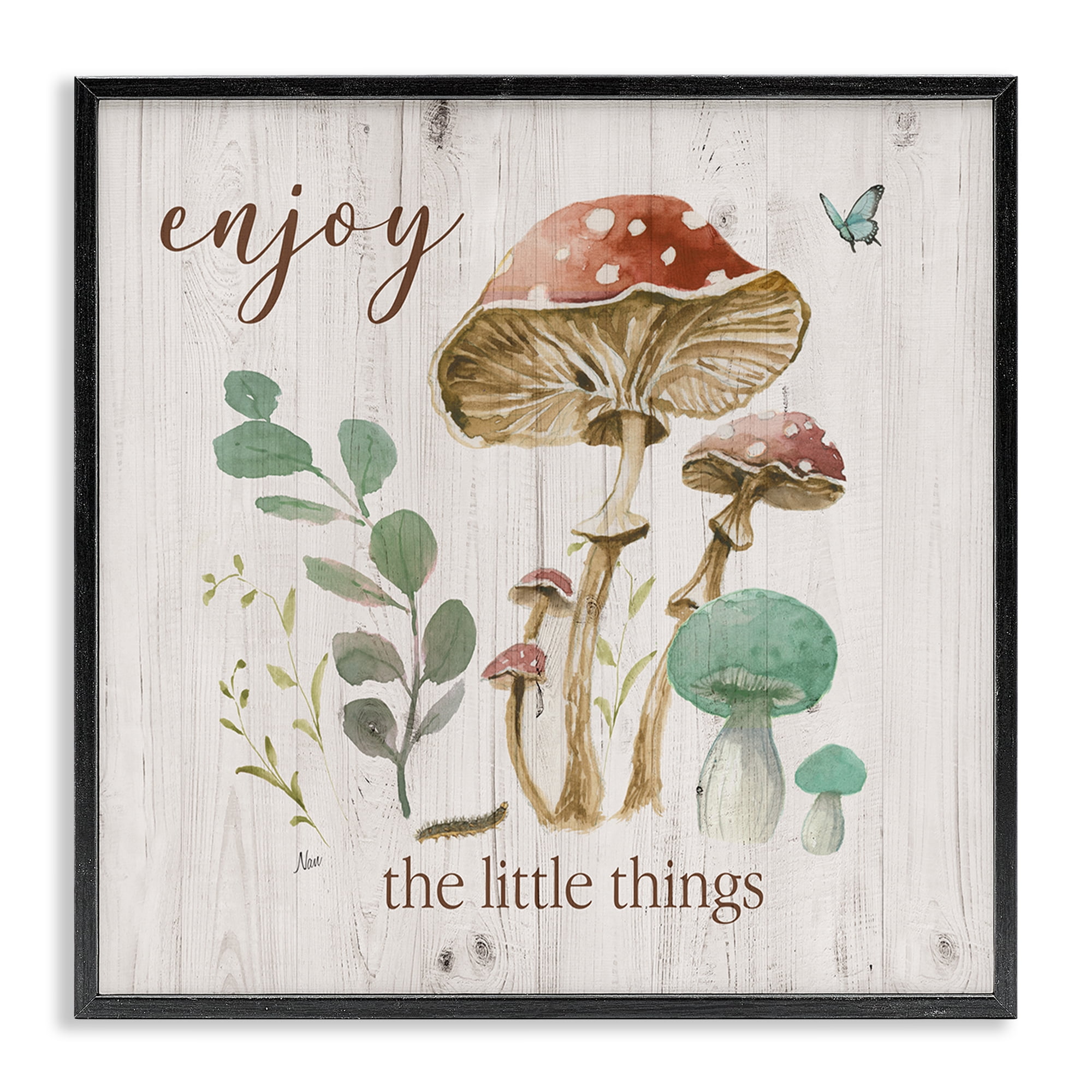 Stupell Industries Enjoy Little Things Plants & Flowers Painting Black Framed Art Print Wall Art, 12 x 12