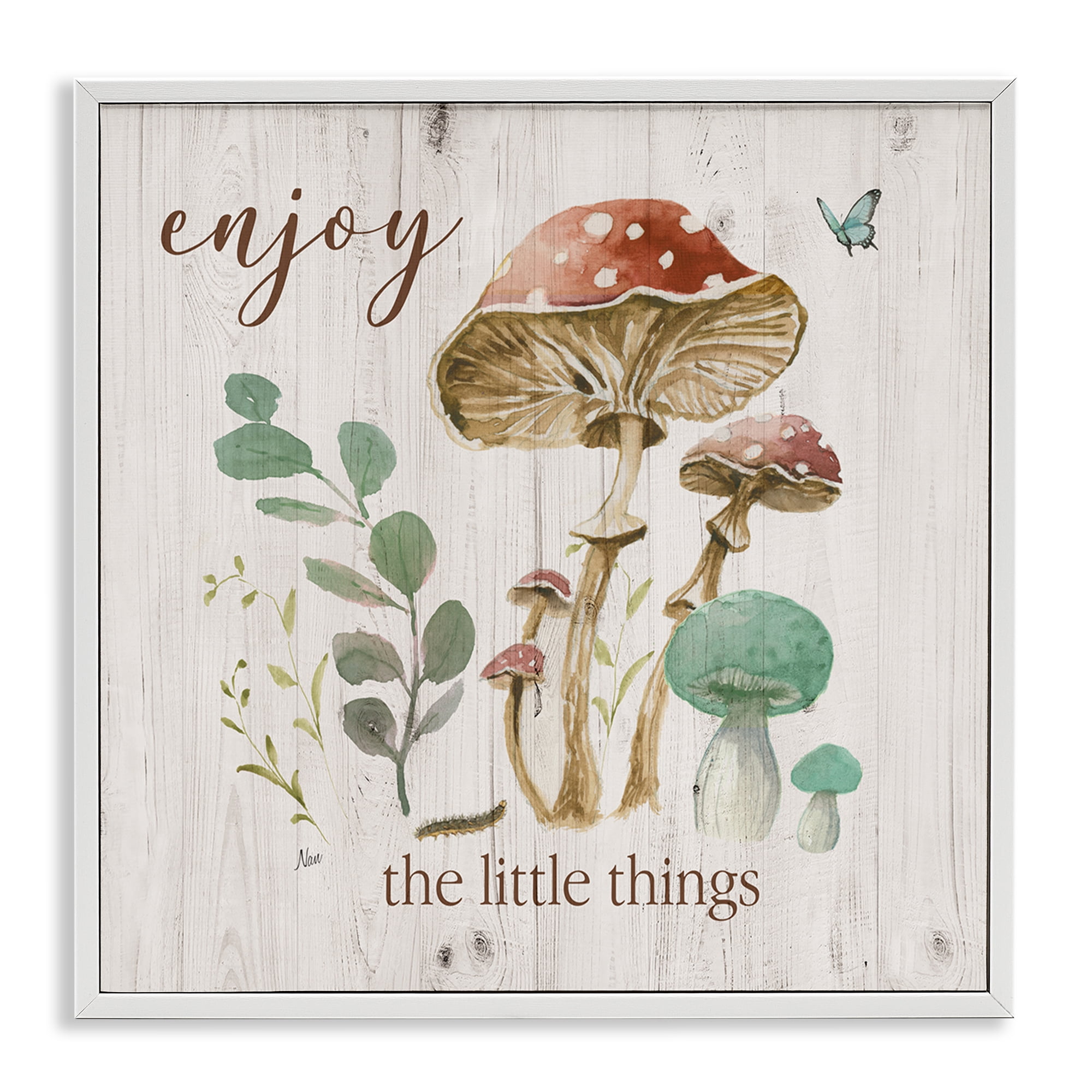 Stupell Industries Enjoy Little Things Plants & Flowers Painting White Framed Art Print Wall Art, 24 x 24