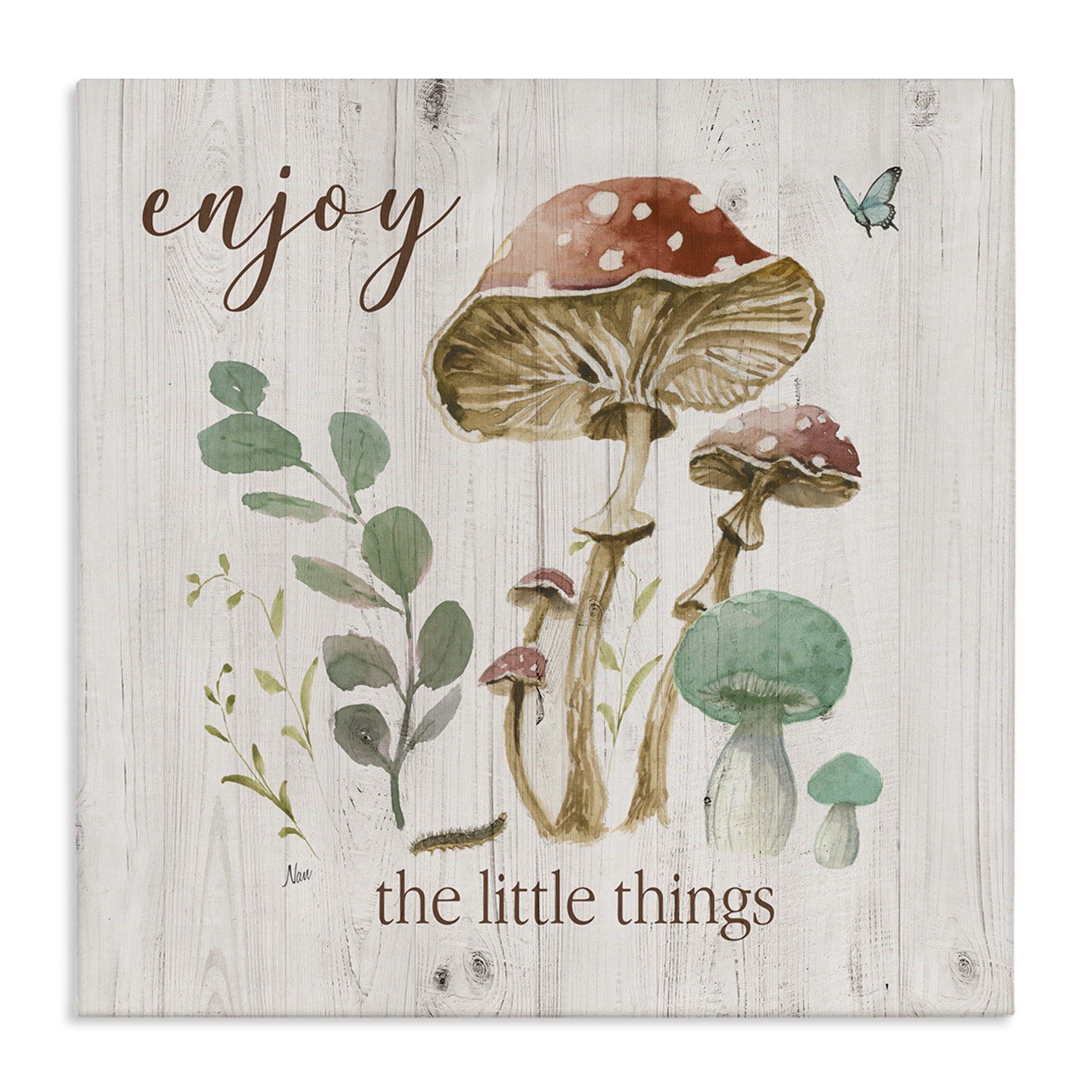 Stupell Industries Enjoy Little Things Plants & Flowers Painting Wrapped Canvas Art Print Wall Art, 17 x 17