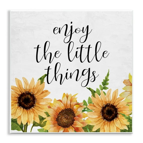 Stupell Industries Enjoy Little Things Sunflowers Quotes and Sayings Painting Unframed Art Print Wall Art, 12 x 12