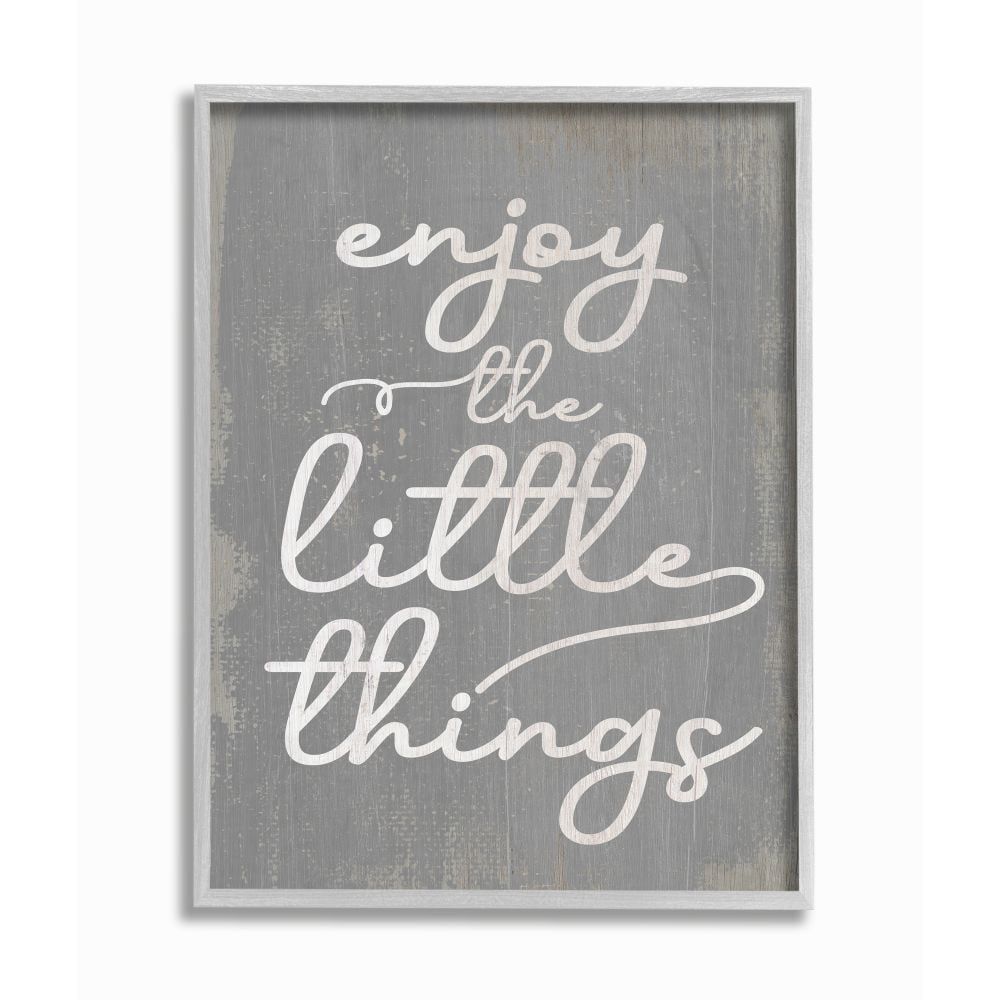 Stupell Industries Enjoy The Little Things Phrase with Distressed Grey Detail Designed by Daphne Polselli