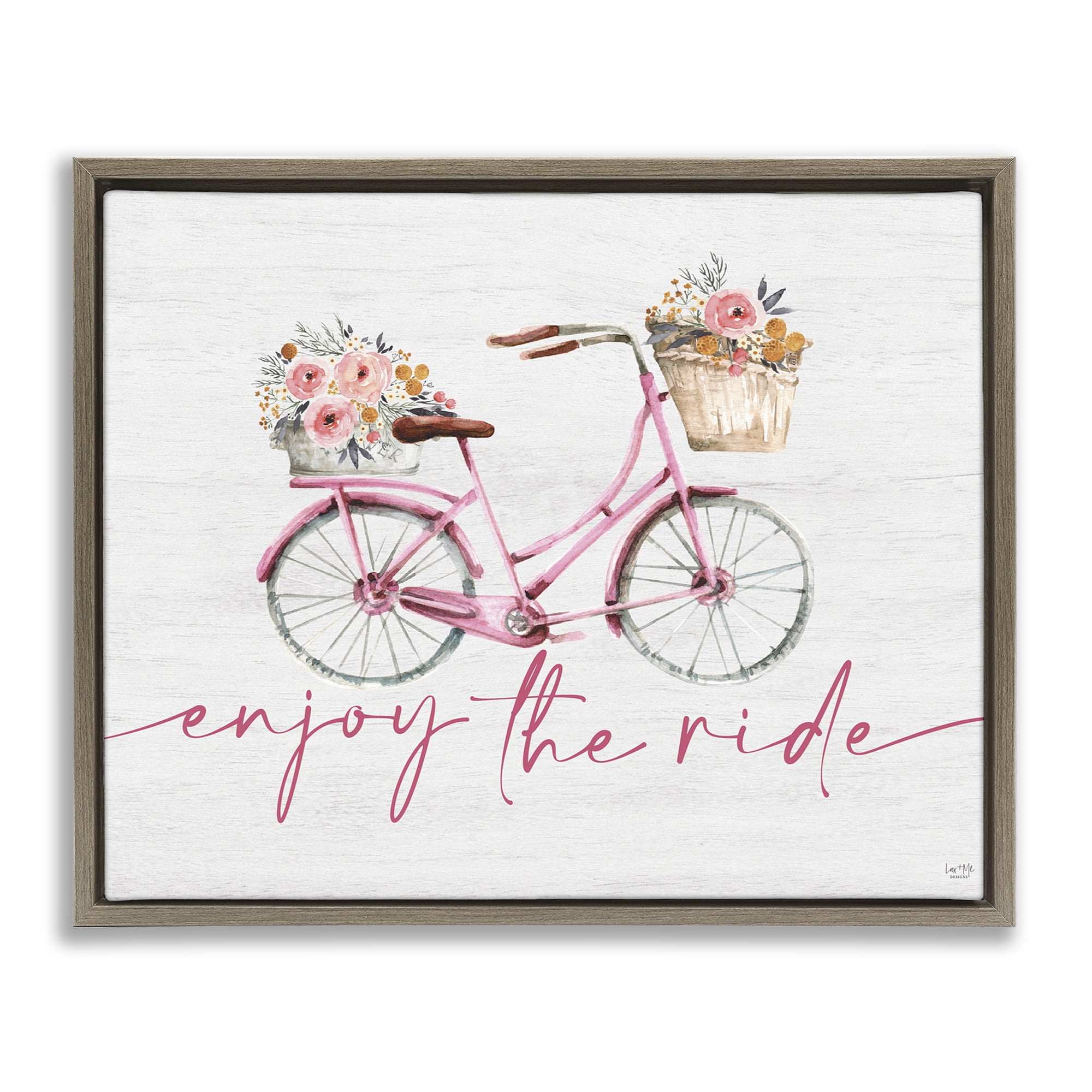 Stupell Industries Enjoy The Ride Bicycle Brown Framed Floater Canvas Wall Art, design by Lux + Me Designs