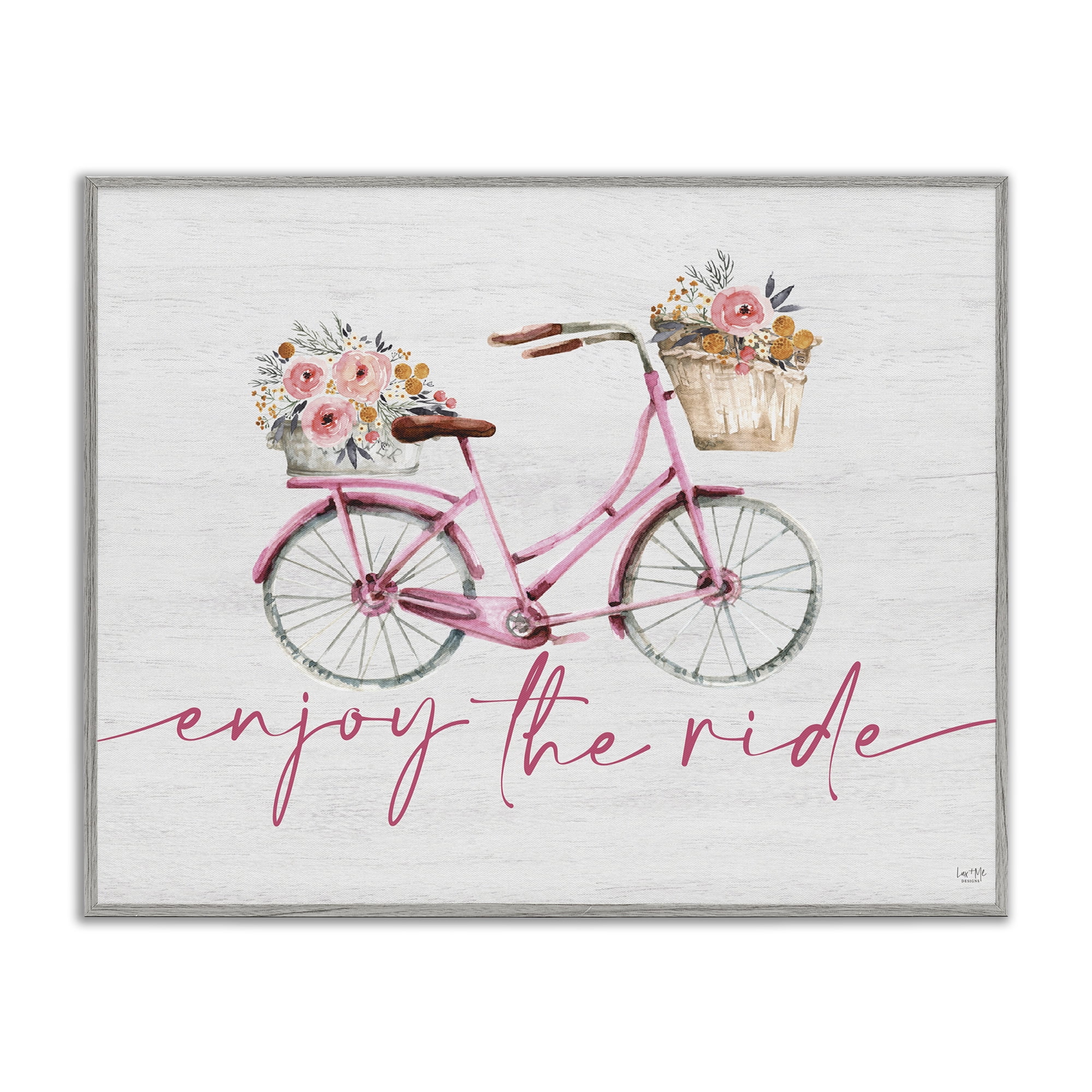 Stupell Industries Enjoy The Ride Bicycle Gray Framed Giclee Art, design by Lux + Me Designs