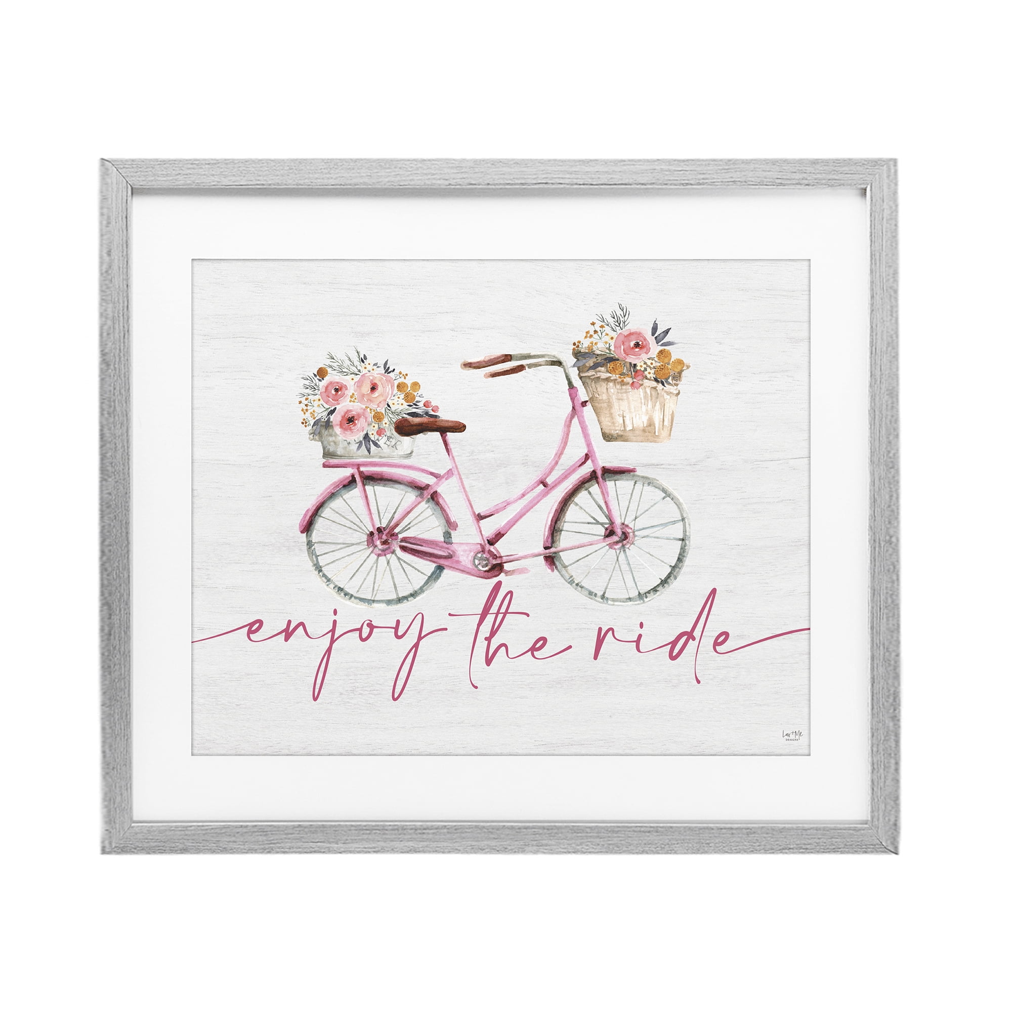 Stupell Industries Enjoy The Ride Bicycle Gray Framed Print Under Glass, design by Lux + Me Designs