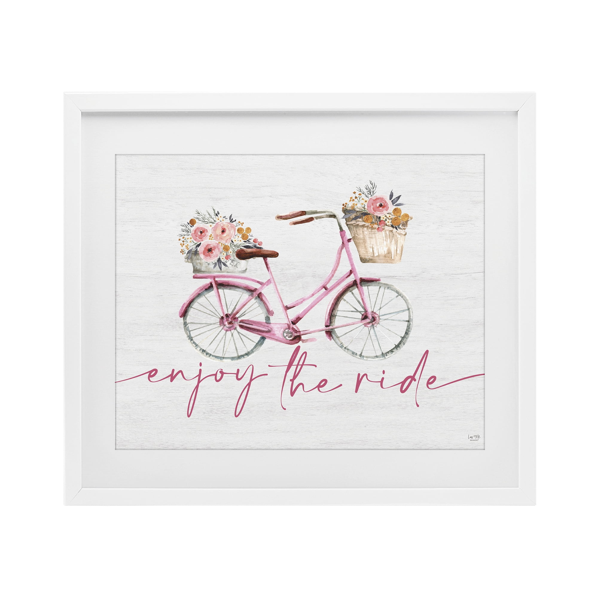 Stupell Industries Enjoy The Ride Bicycle White Framed Print Under Glass, design by Lux + Me Designs