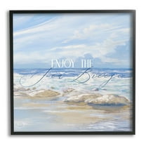 Stupell Industries Enjoy The Sea Breeze Scenery Graphic Art Black Framed Art Print Wall Art, Design by Dan Meneely