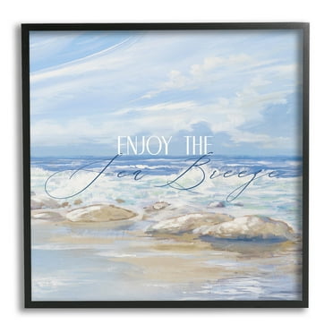 Stupell Industries Enjoy The Sea Breeze Scenery Graphic Art Black Framed Art Print Wall Art, Design by Dan Meneely