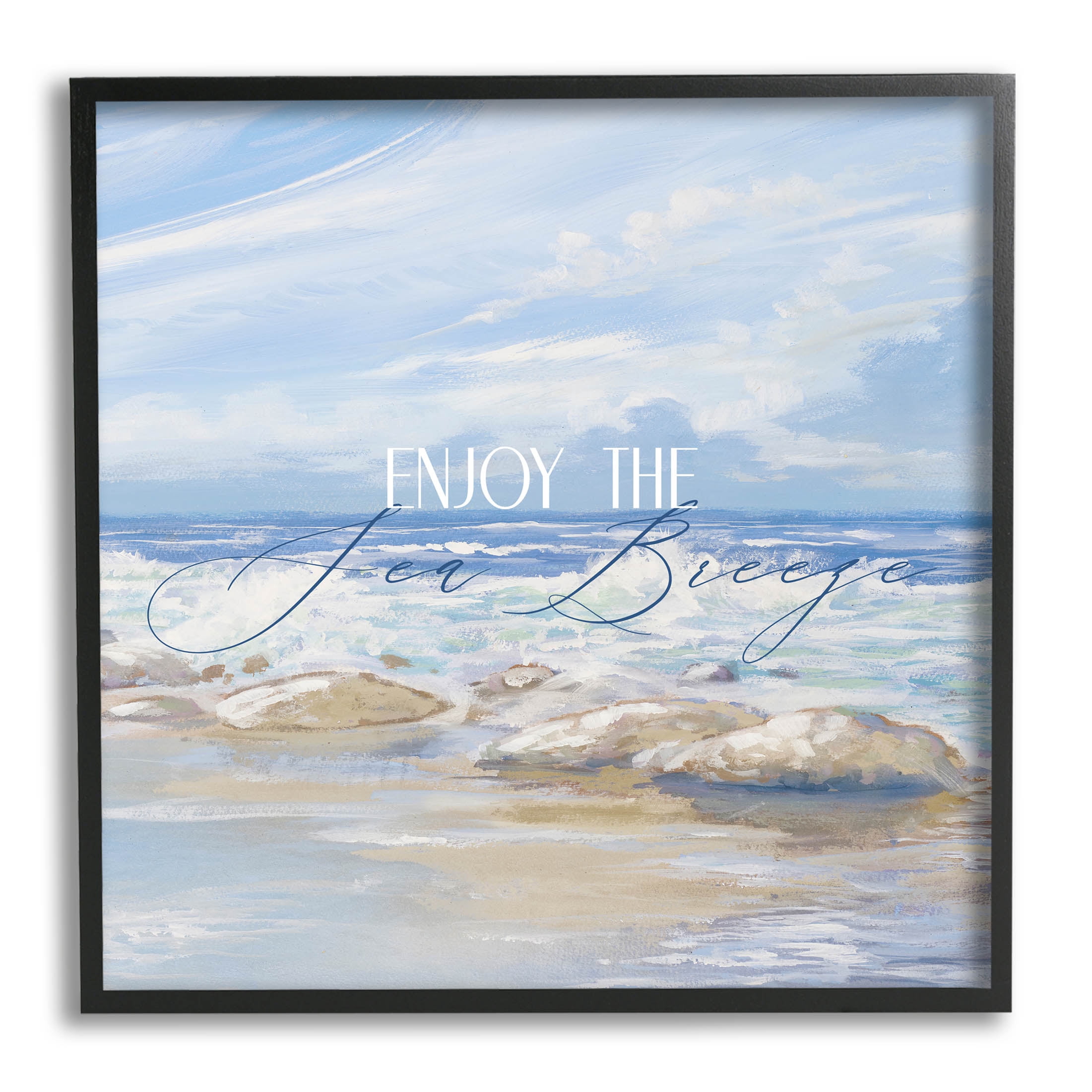 Stupell Industries Enjoy The Sea Breeze Scenery Graphic Art Black Framed Art Print Wall Art, Design by Dan Meneely