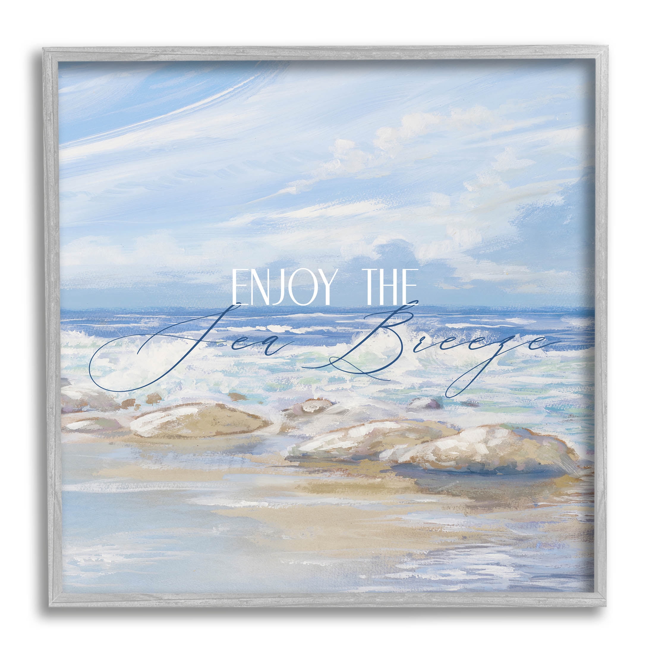 Stupell Industries Enjoy The Sea Breeze Scenery Graphic Art Gray Framed Art Print Wall Art, Design by Dan Meneely