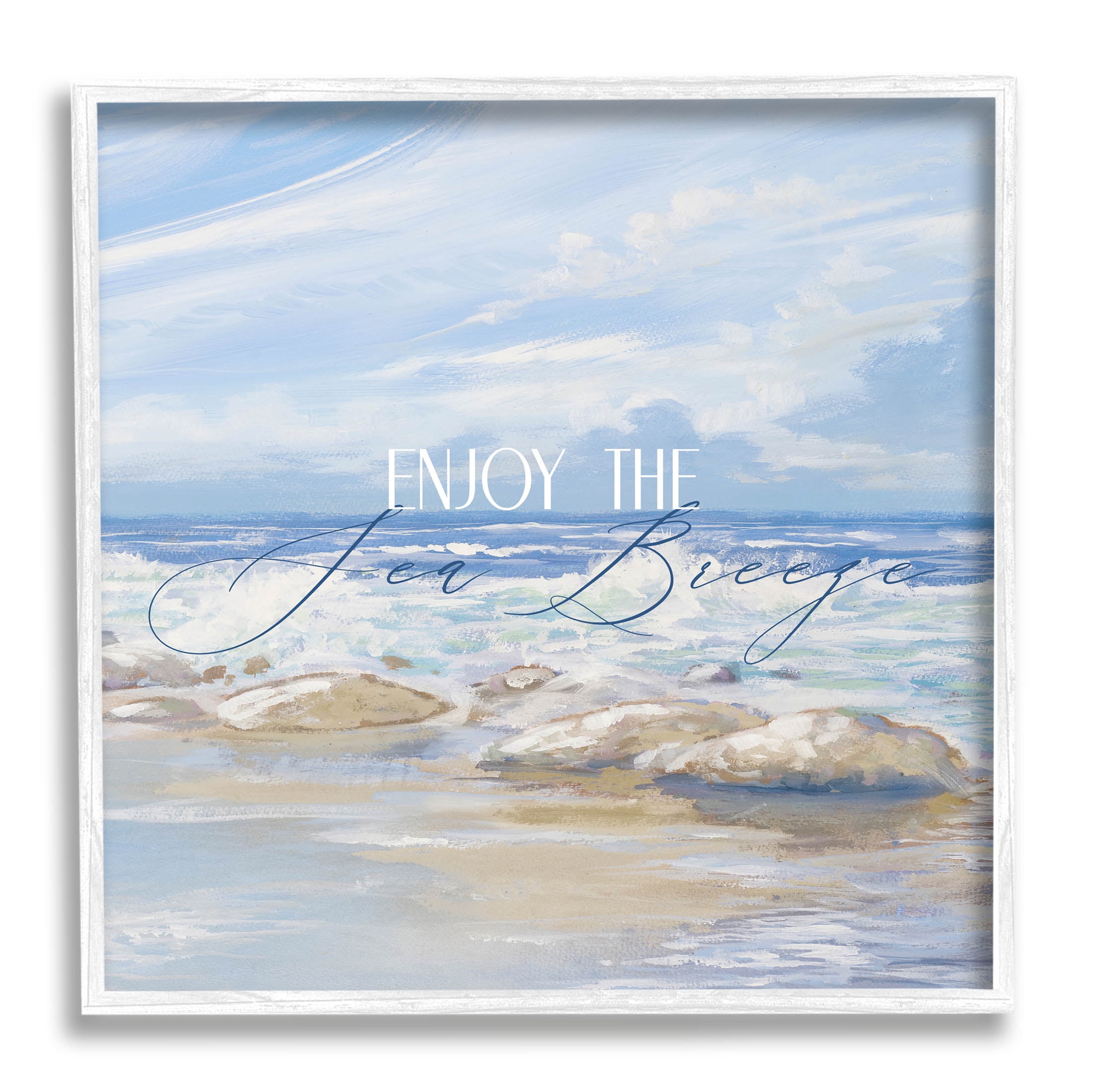 Stupell Industries Enjoy The Sea Breeze Scenery Graphic Art White Framed Art Print Wall Art, Design by Dan Meneely