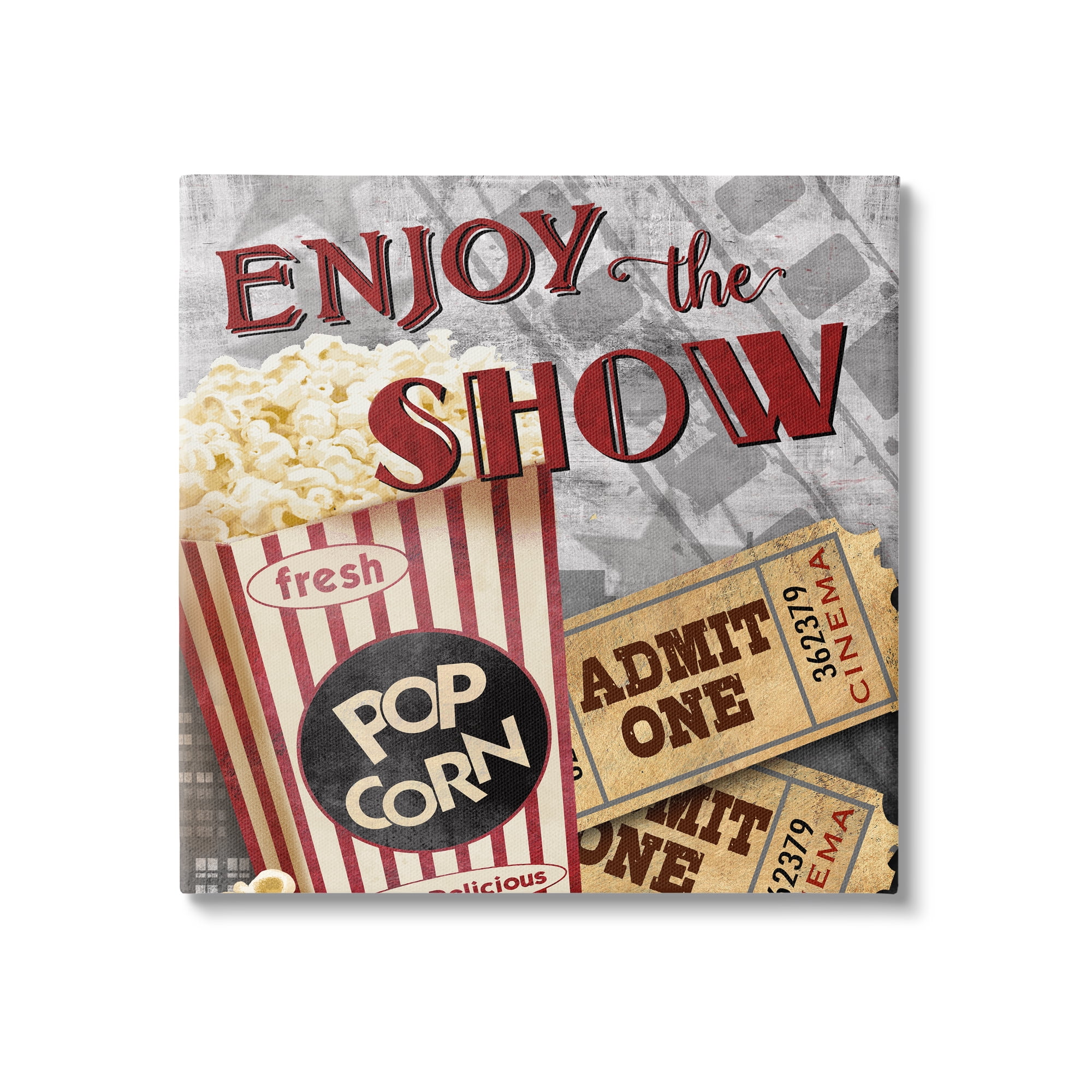 Enjoy The Show Vintage Movie Popcorn Canvas Art