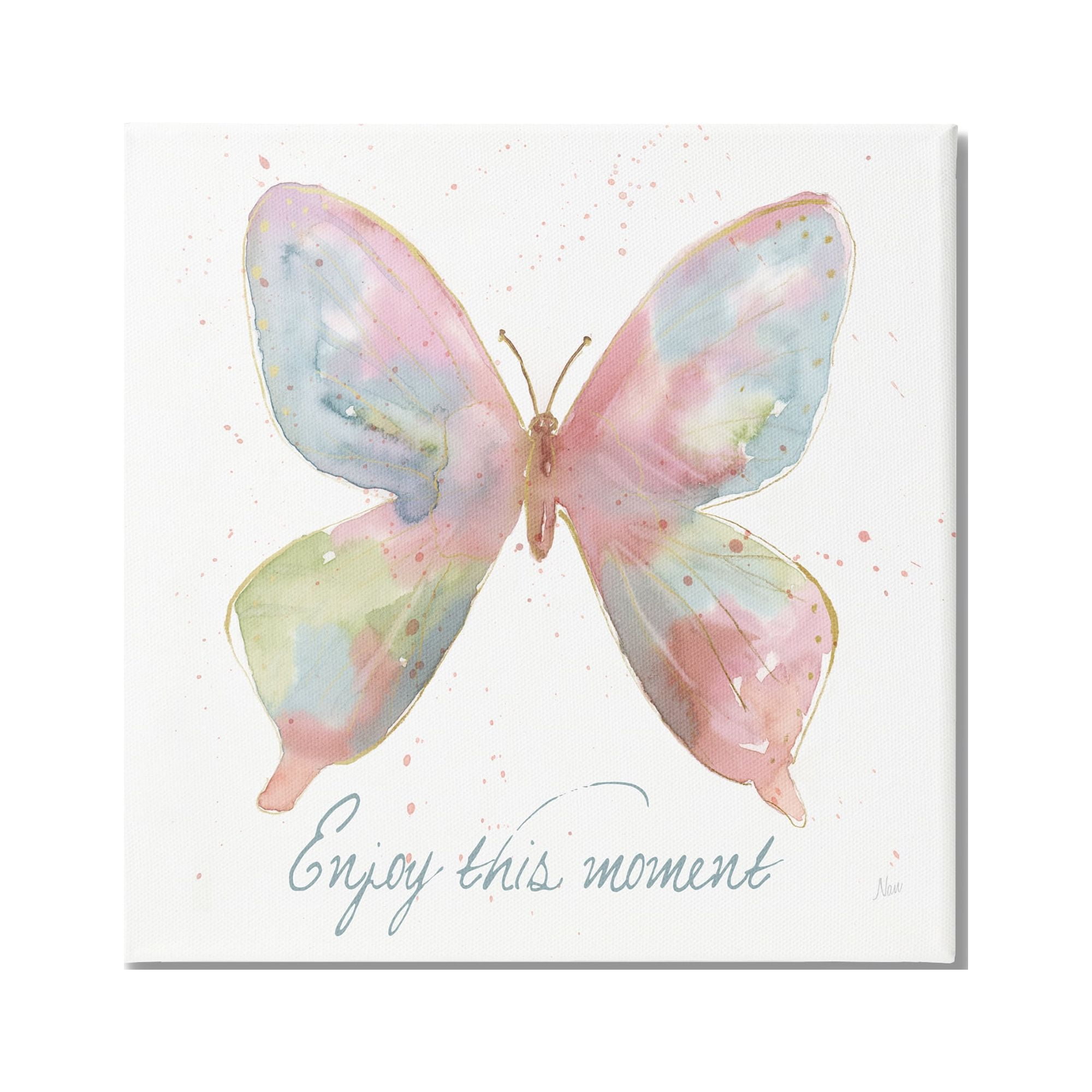 Stupell Industries Enjoy This Moment Butterfly Animals & Insects Painting Gallery Wrapped Canvas Art Print Wall Art, 36 x 36