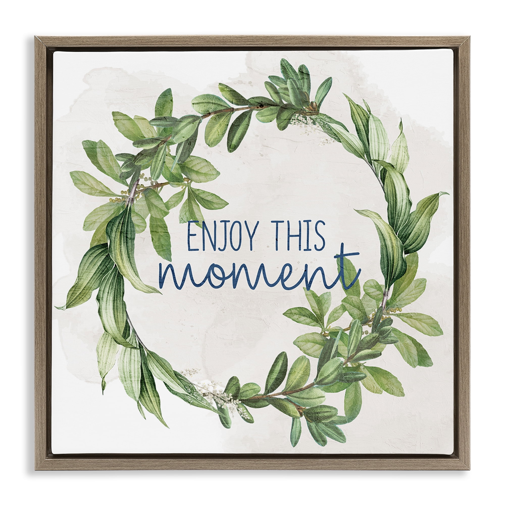 Stupell Industries Enjoy This Moment Plants & Flowers Painting Brown Floater Framed Canvas Art Print Wall Art, 25 x 25