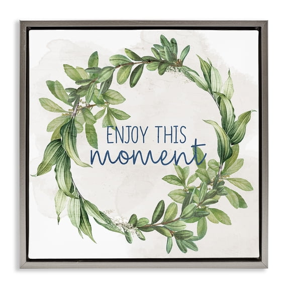 Stupell Industries Rustic Lodge Enjoy This Moment Gray Floating Frame Canvas Art, 25 x 25, by Anne Bailey