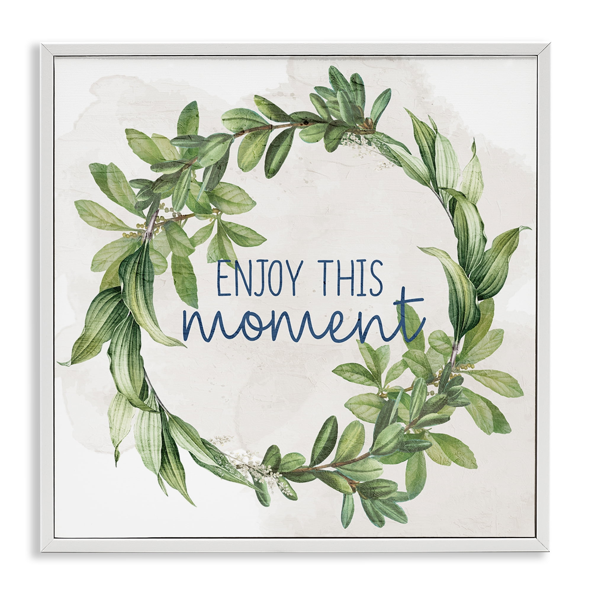 Stupell Industries Enjoy This Moment Plants & Flowers Painting White Framed Art Print Wall Art, 17 x 17