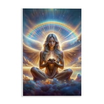 Stupell Industries Enlightened Angel with Tea Spiritual Painting Unframed Art Print Wall Art, 10 x 15