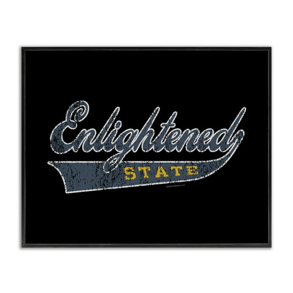 Stupell Industries Enlightened State Varsity Text & Numbers Painting Black Framed Art Print Wall Art, 14 x 11