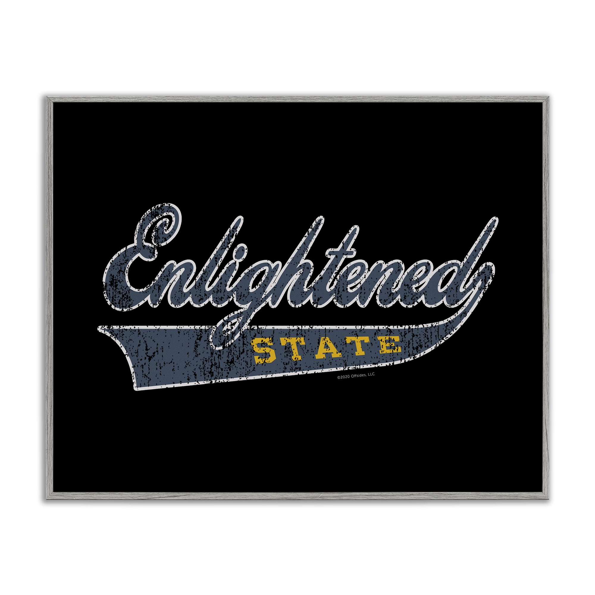 Stupell Industries Enlightened State Varsity Text & Numbers Painting Gray Framed Art Print Wall Art, 30 x 24