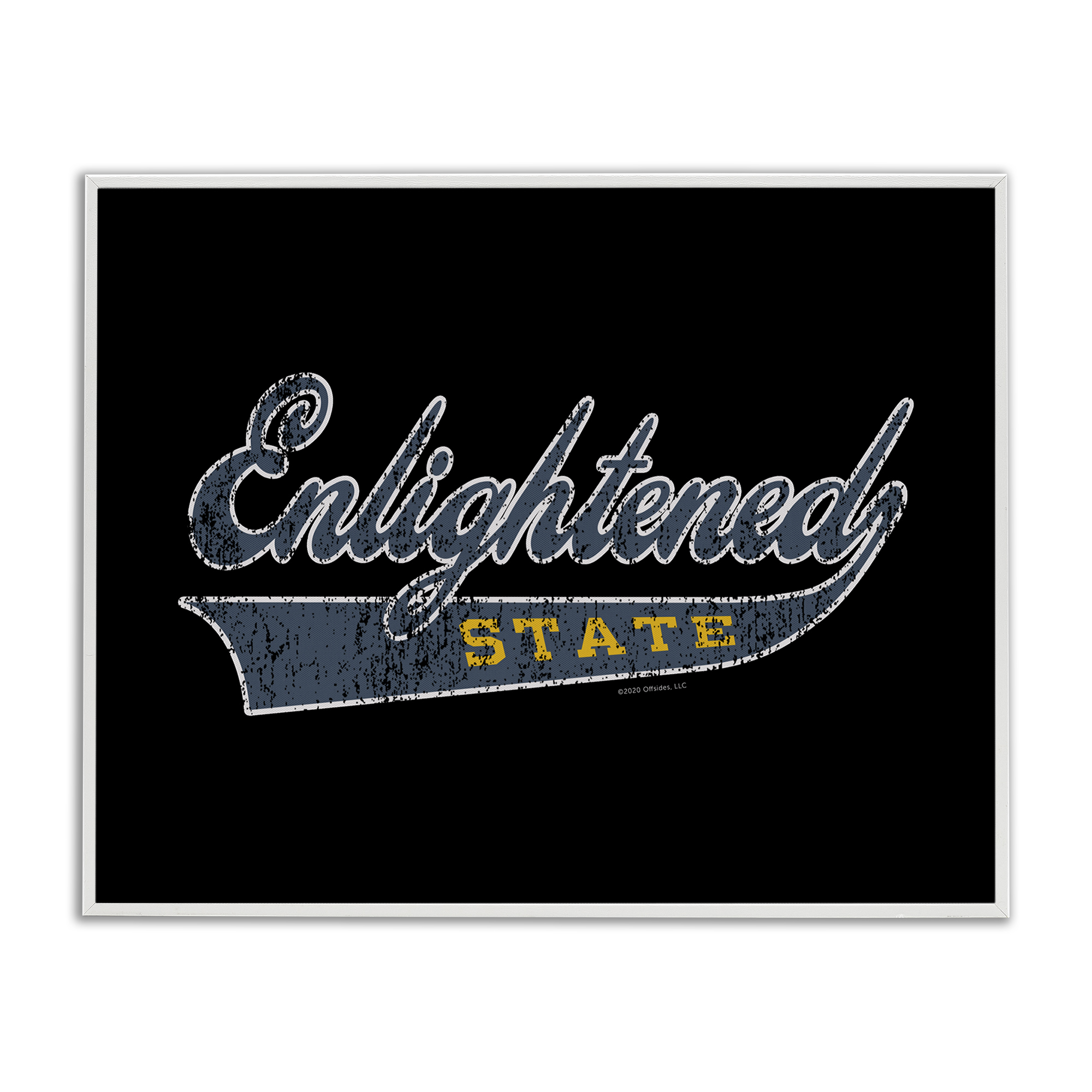 Stupell Industries Enlightened State Varsity Text & Numbers Painting White Framed Art Print Wall Art, 14 x 11