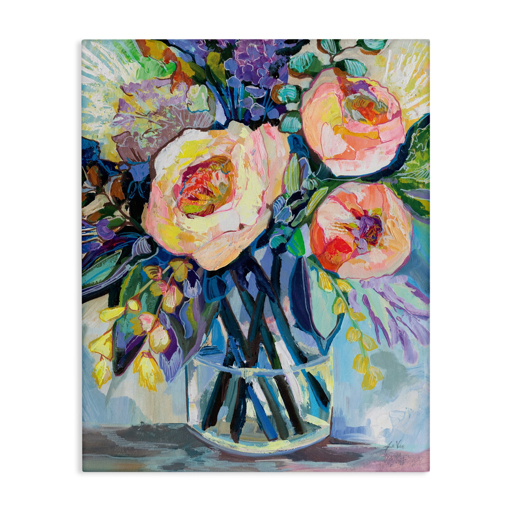 Stupell Industries Enraptured Blossoms Bouquet Canvas Wall Art design by Jeanette Vertentes, 48 x 36