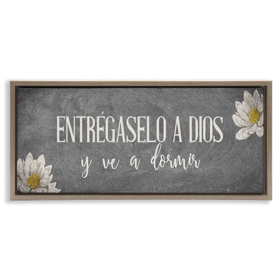 Stupell Industries Entrégaselo a Dios y Descansa Religious Quotes and Sayings Painting Brown Floater Framed Art Print Wall Art, 25 x 11