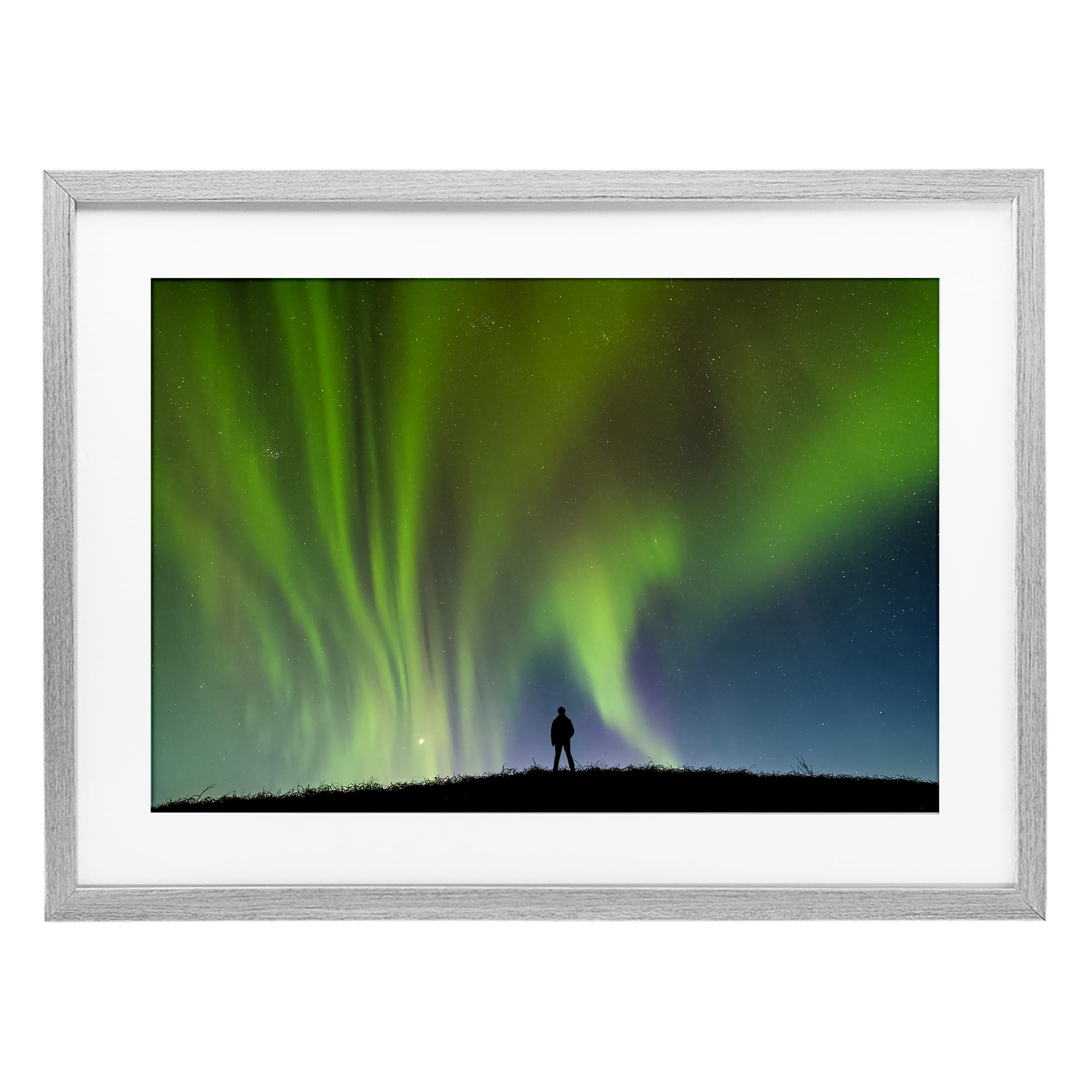 Stupell Industries Envelop Northern Lights Silhouette Gray Framed Print Under Glass, design by Shelley Carlisle
